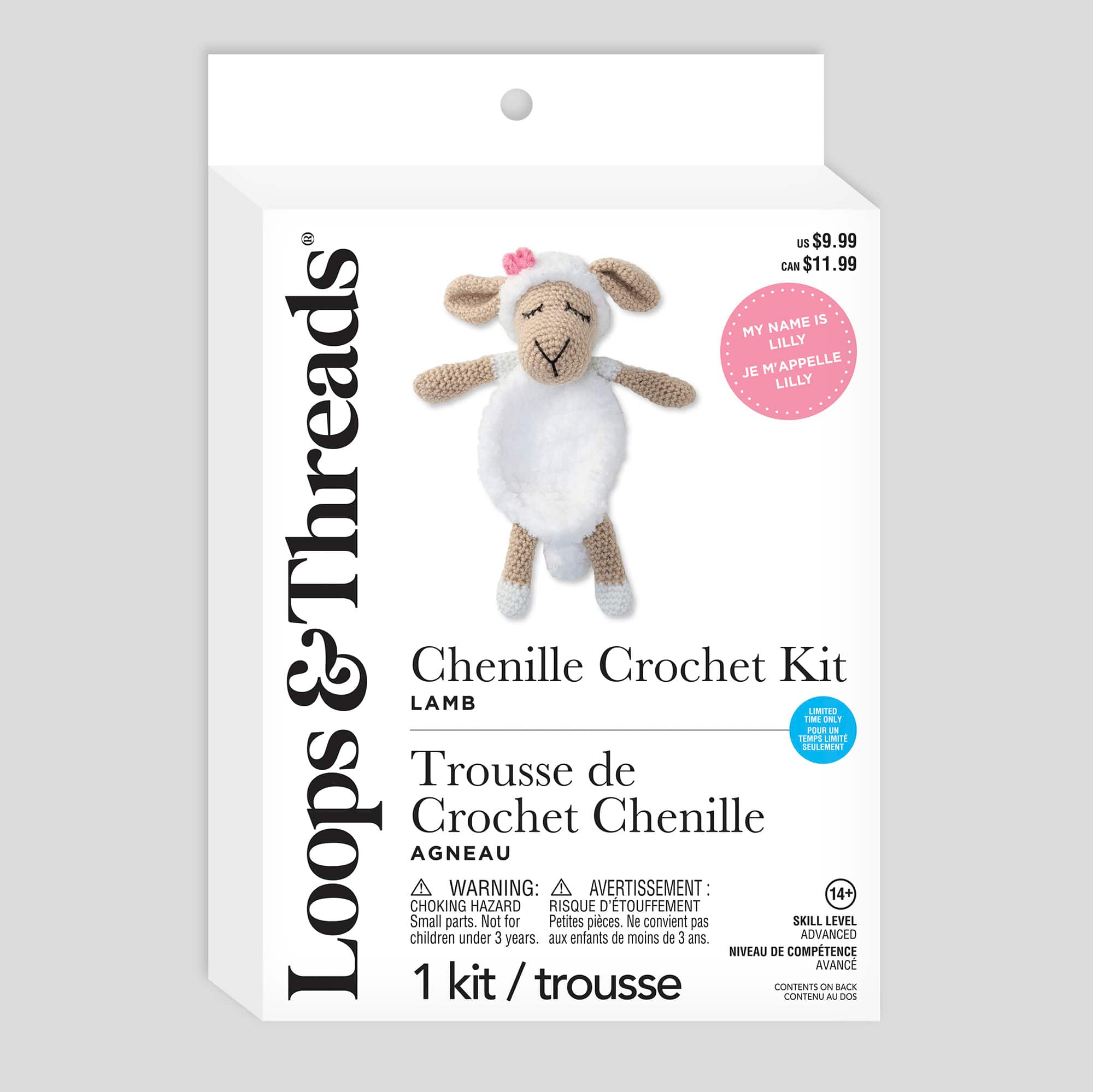 10&#x22; Lilly the Lamb Chenille Crochet Kit by Loops &#x26; Threads&#xAE;