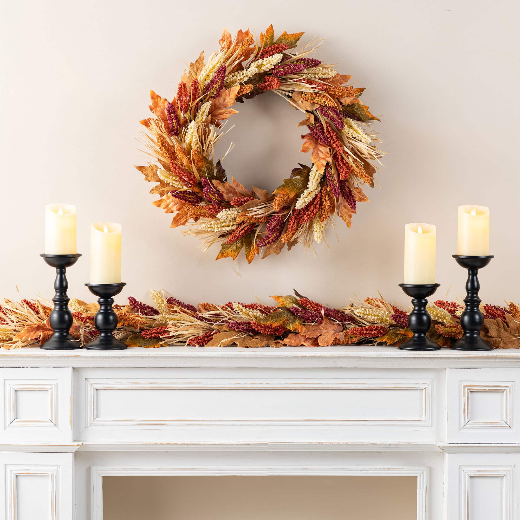 Glitzhome&#xAE; 72&#x22; Fall Multi-Colored Sorghum Garland