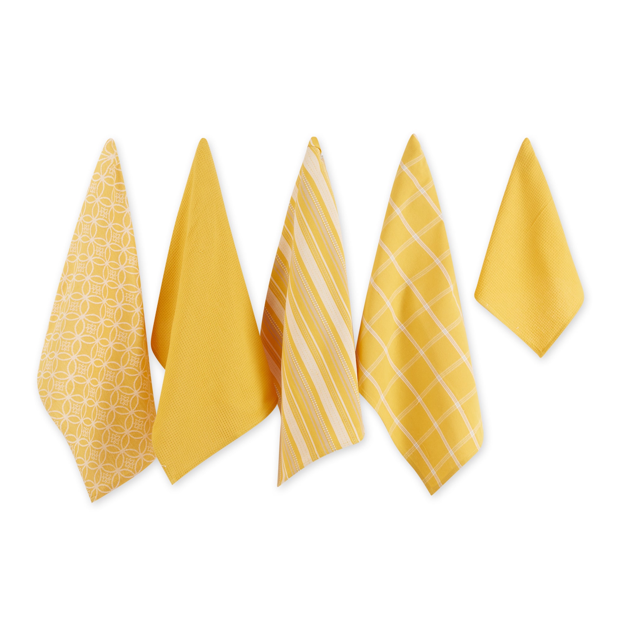 DII Assorted Mustard Dishtowel & Dishcloth (Set of 5)