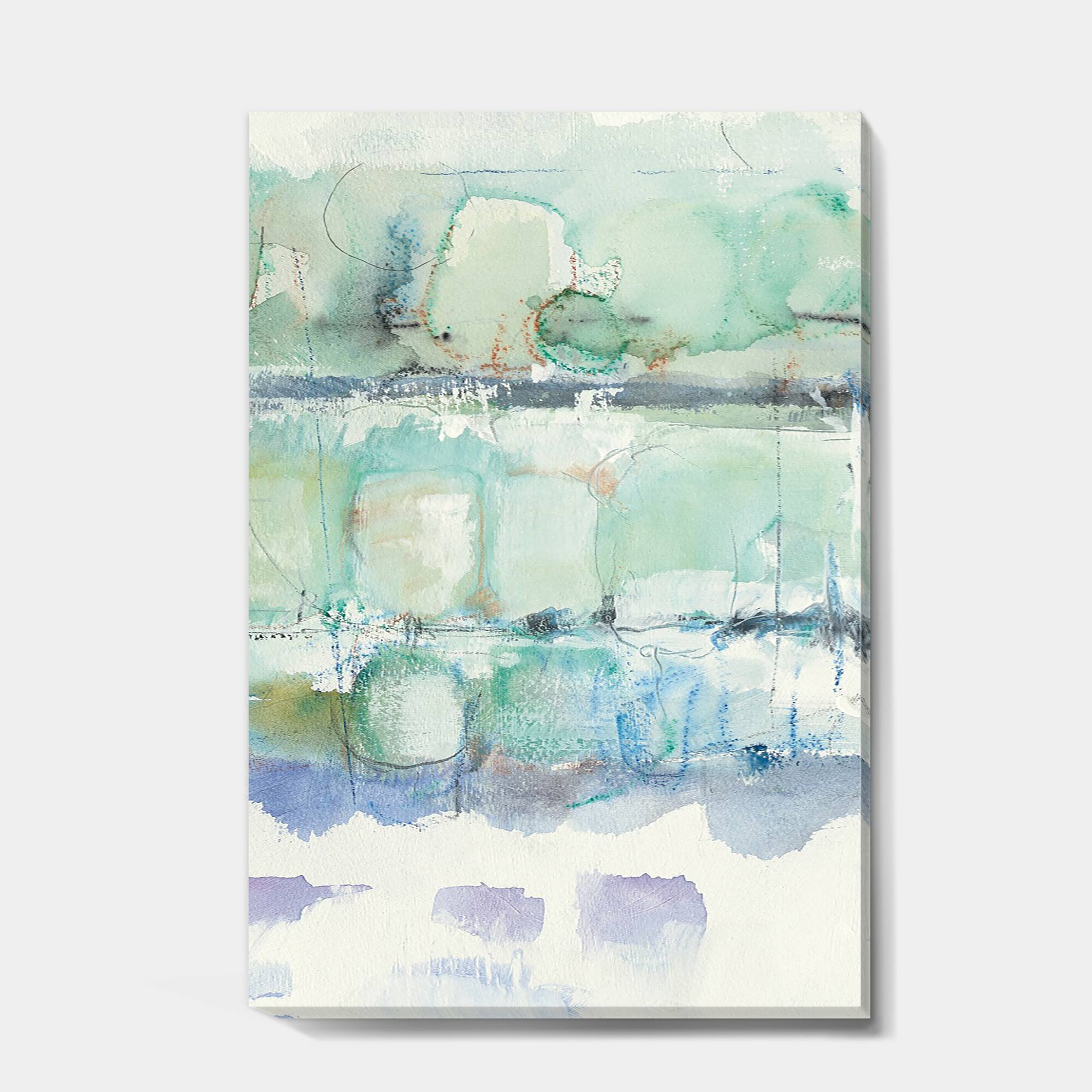 Designart - Blue Abstract Panel I - Geometric Canvas Art