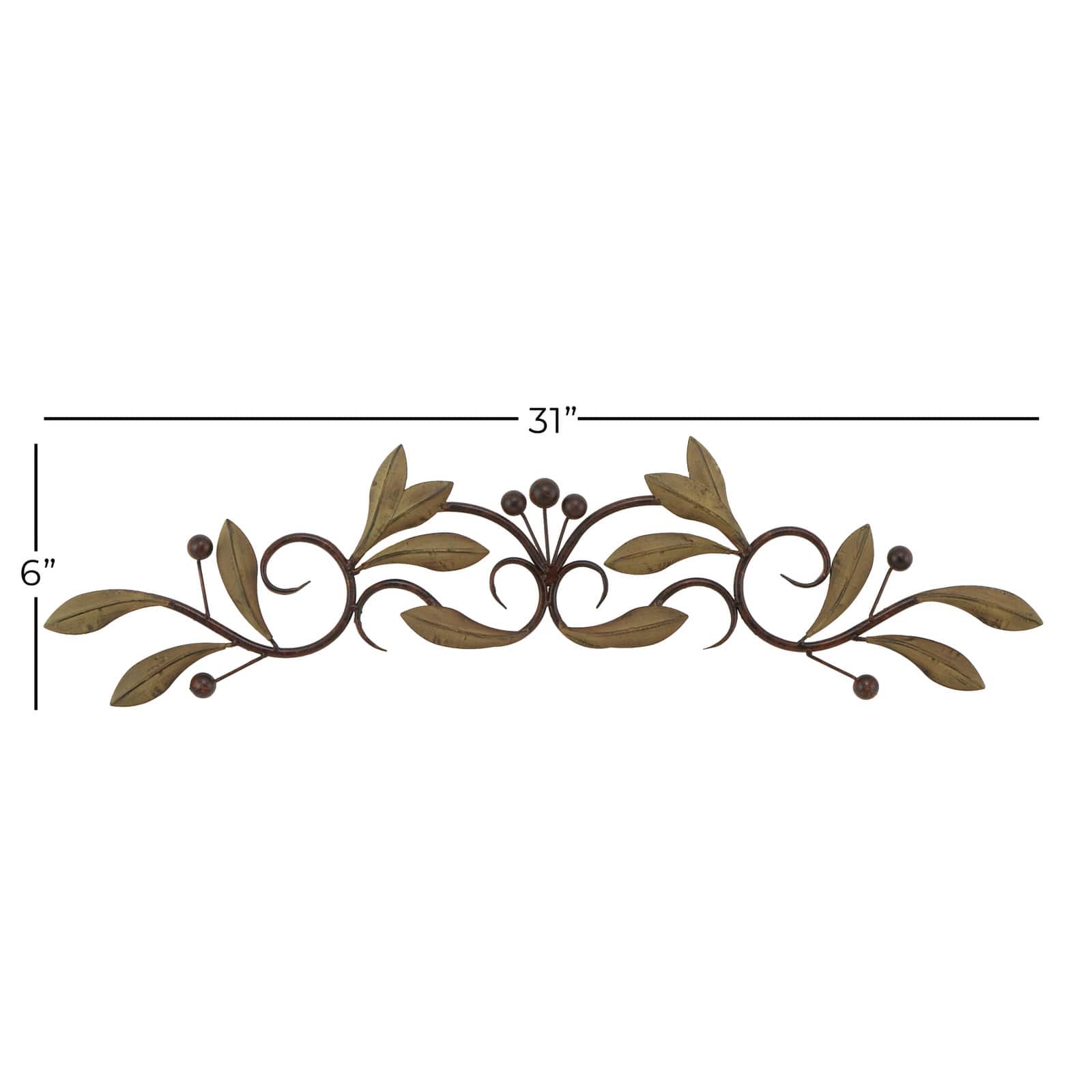 31&#x22; Green Metal Traditional Floral Wall D&#xE9;cor