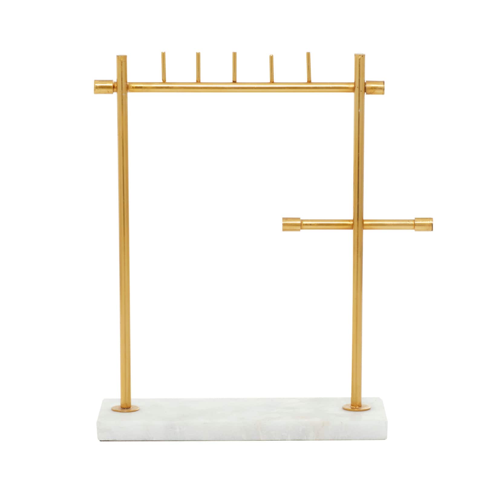 Gold Marble Modern Jewelry Stand, 13&#x22; x 12&#x22; x 4&#x22;