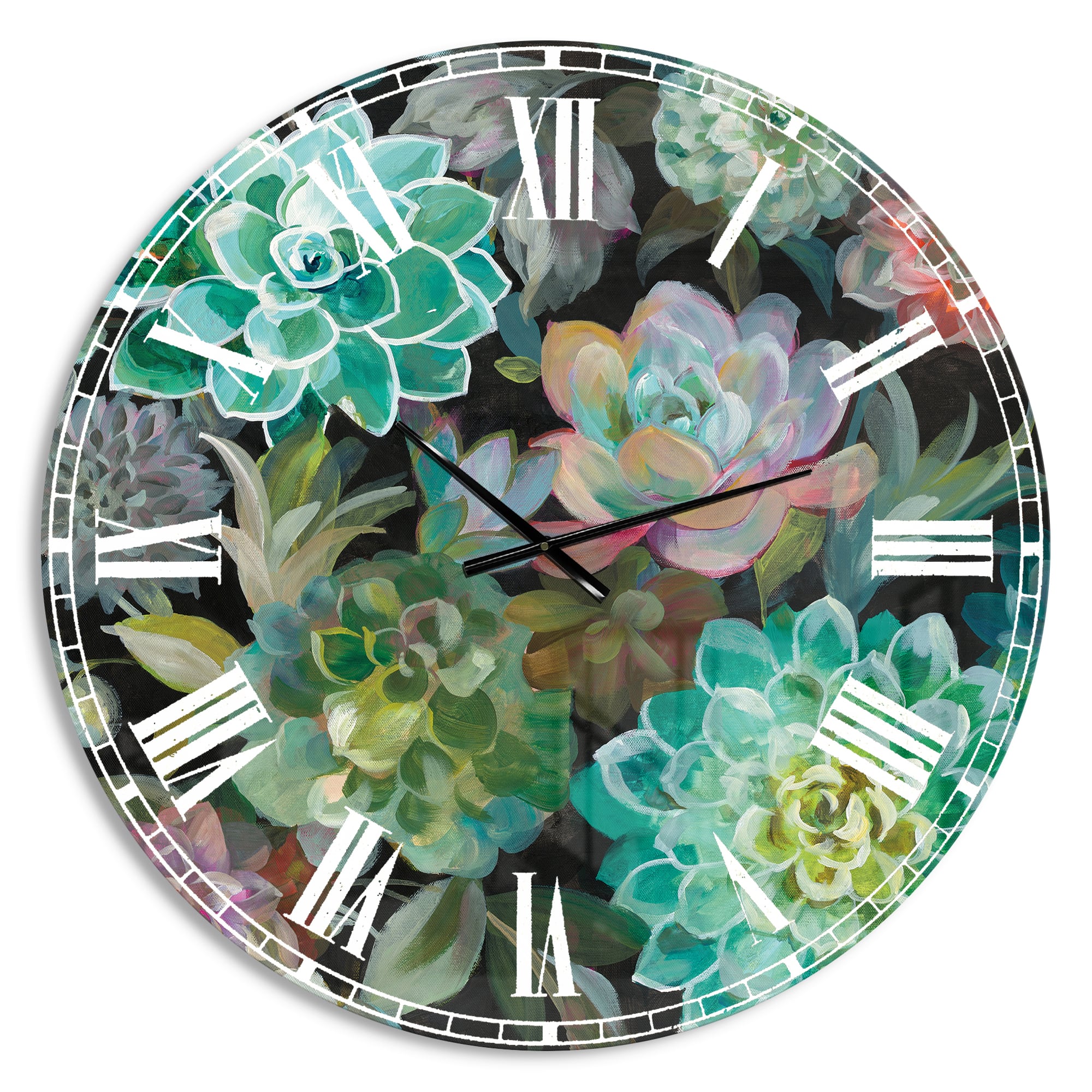 Designart 'Floral Succulents Traditional Wall Clock