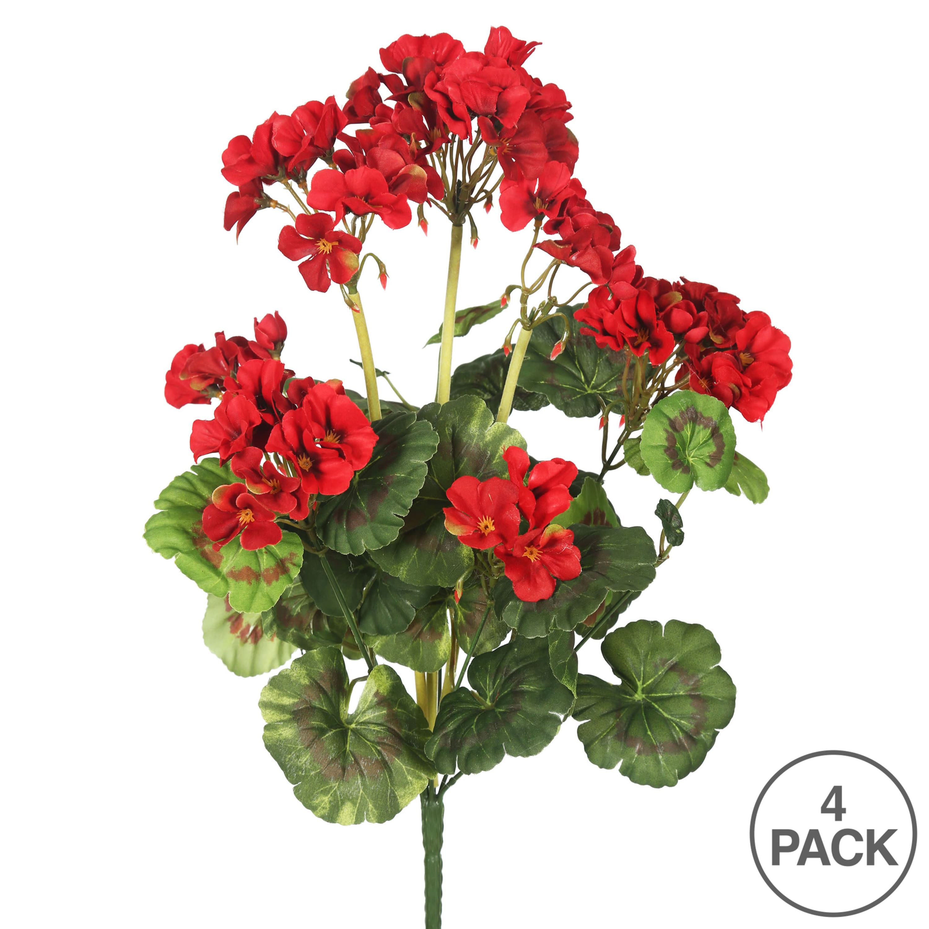 20" Artificial Red Geranium Bush, 4ct.