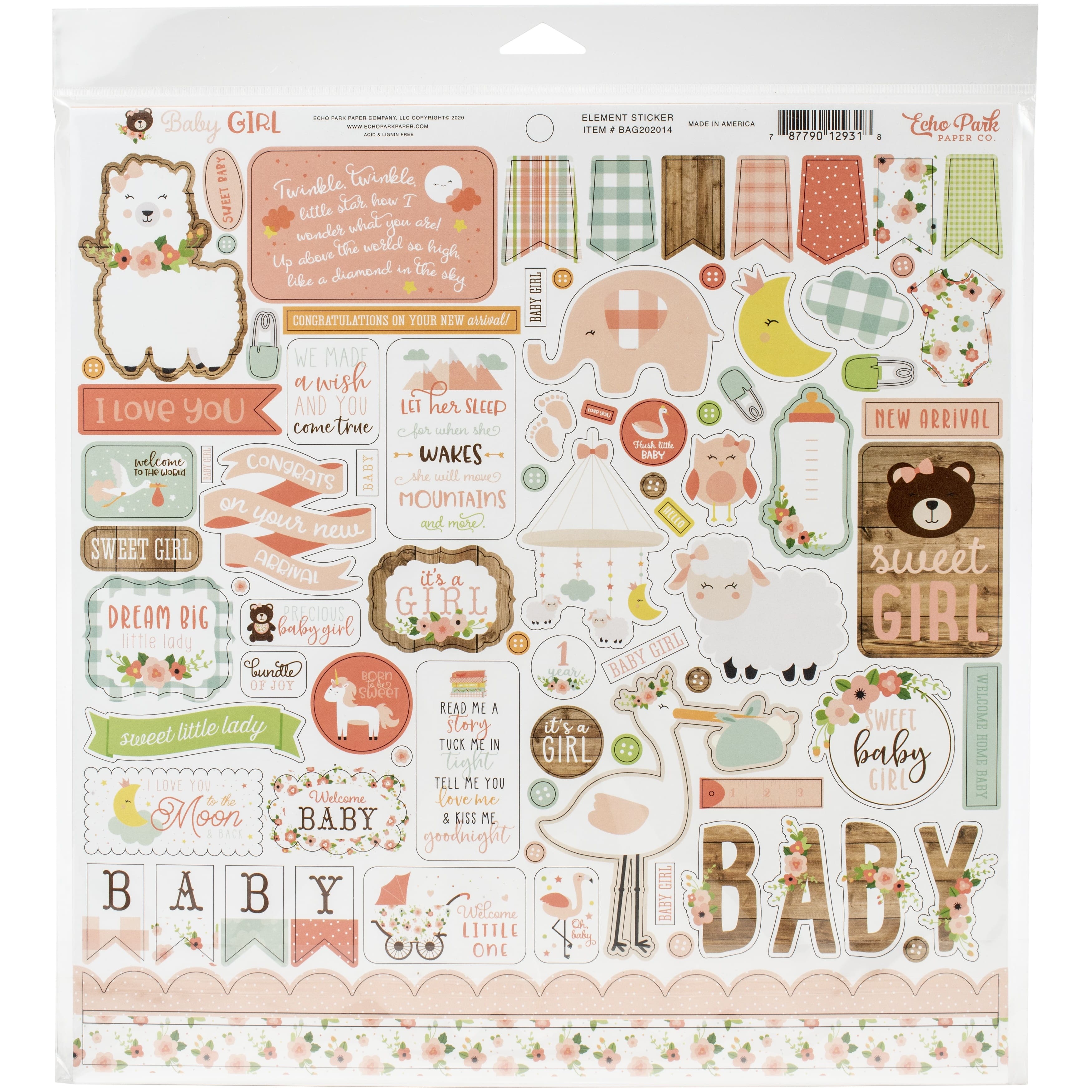 Echo Park&#x2122; Paper Co. Baby Girl Collection Kit, 12&#x22; x 12&#x22;