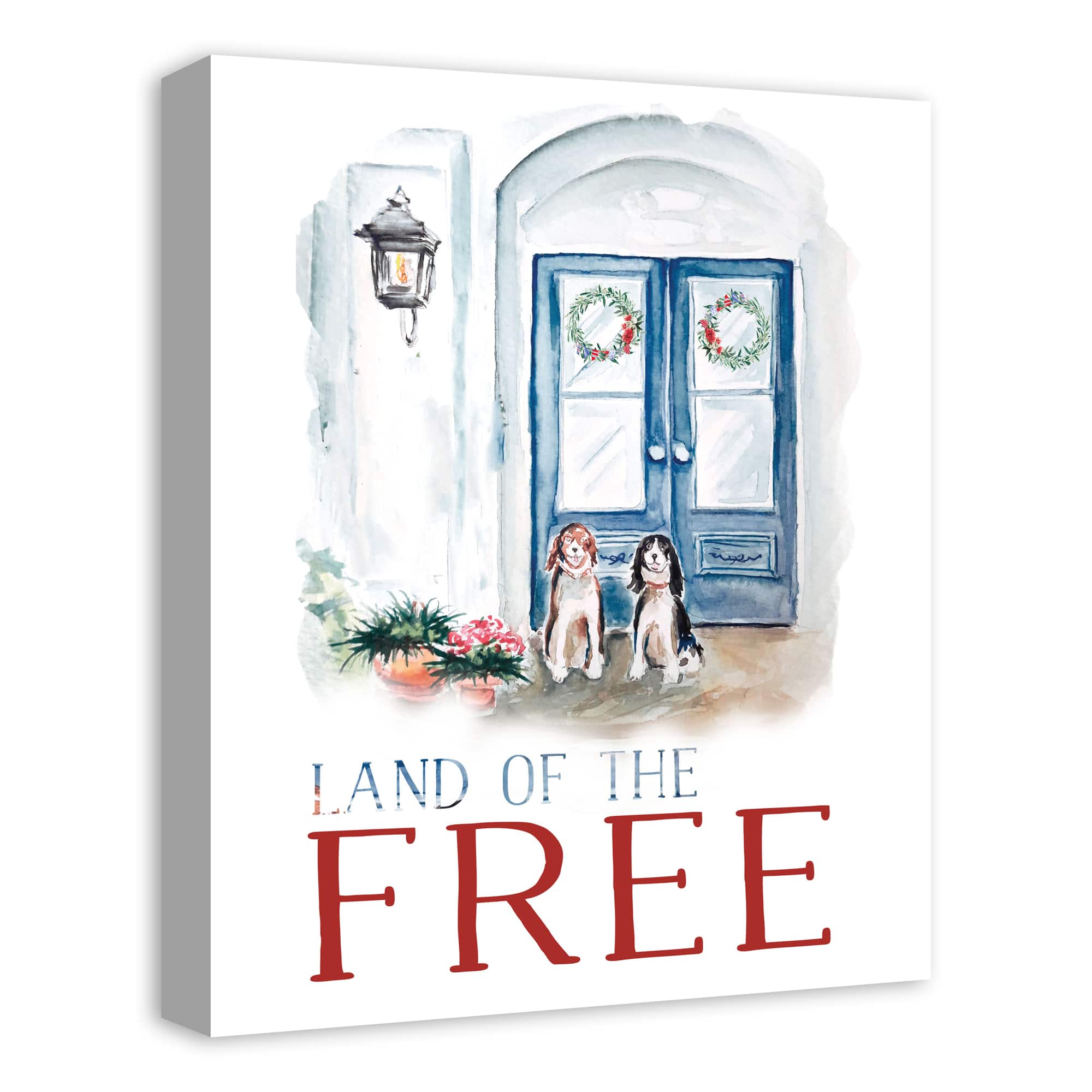 Dogs On A Porch Canvas Wall Art