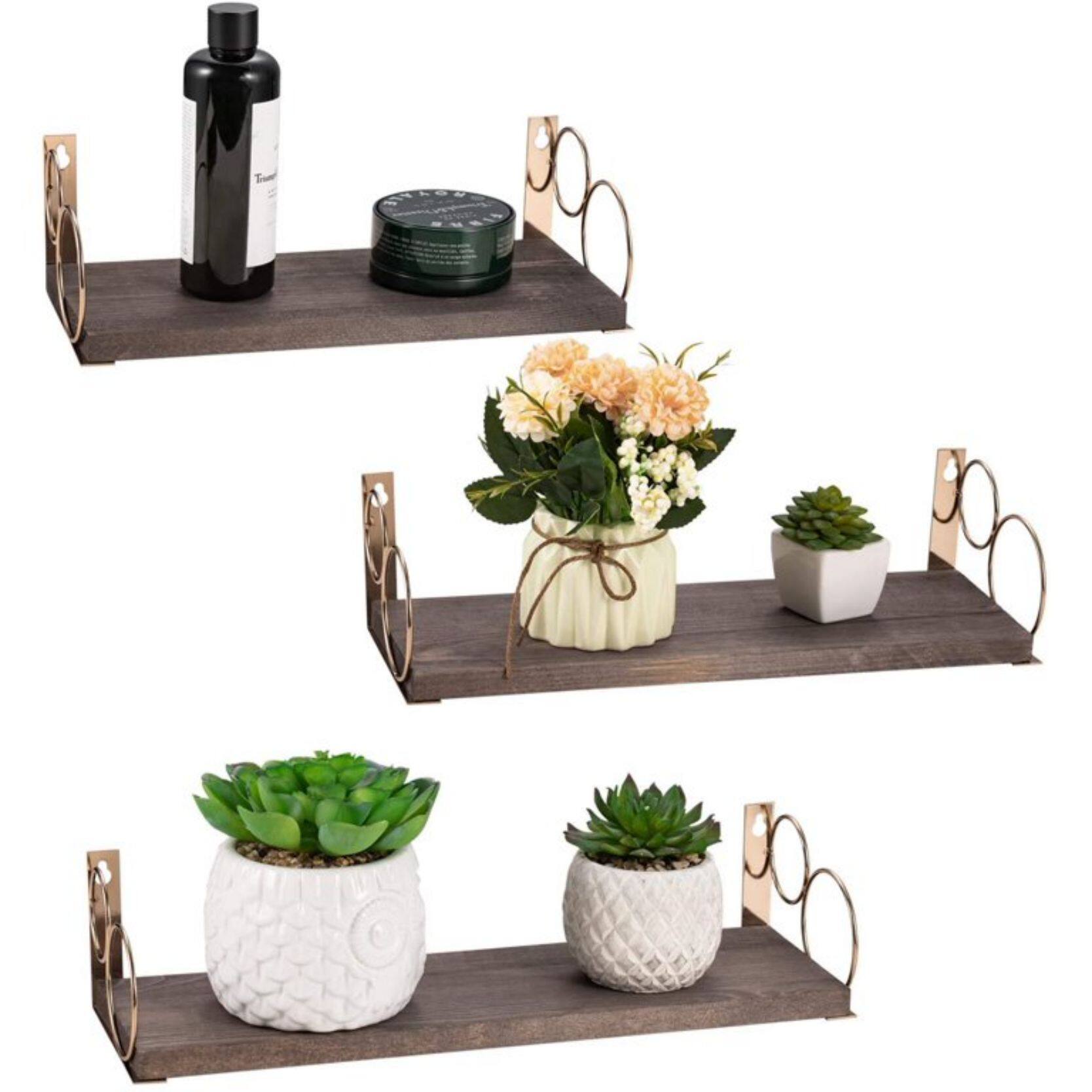 Rustic Wood Floating Shelves Set