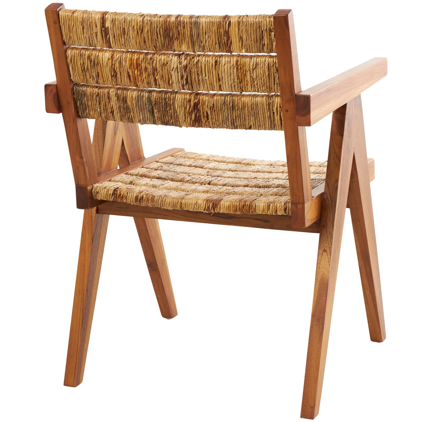 Brown Teak Wood Mid-Century Accent Chair