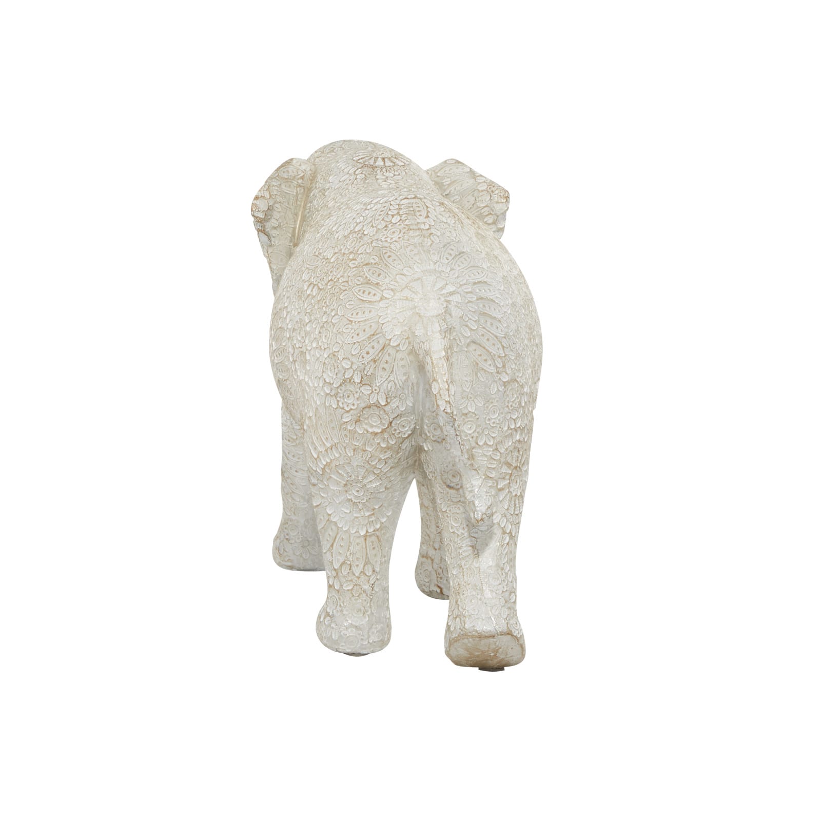 14&#x22; White Resin Eclectic Elephant Sculpture