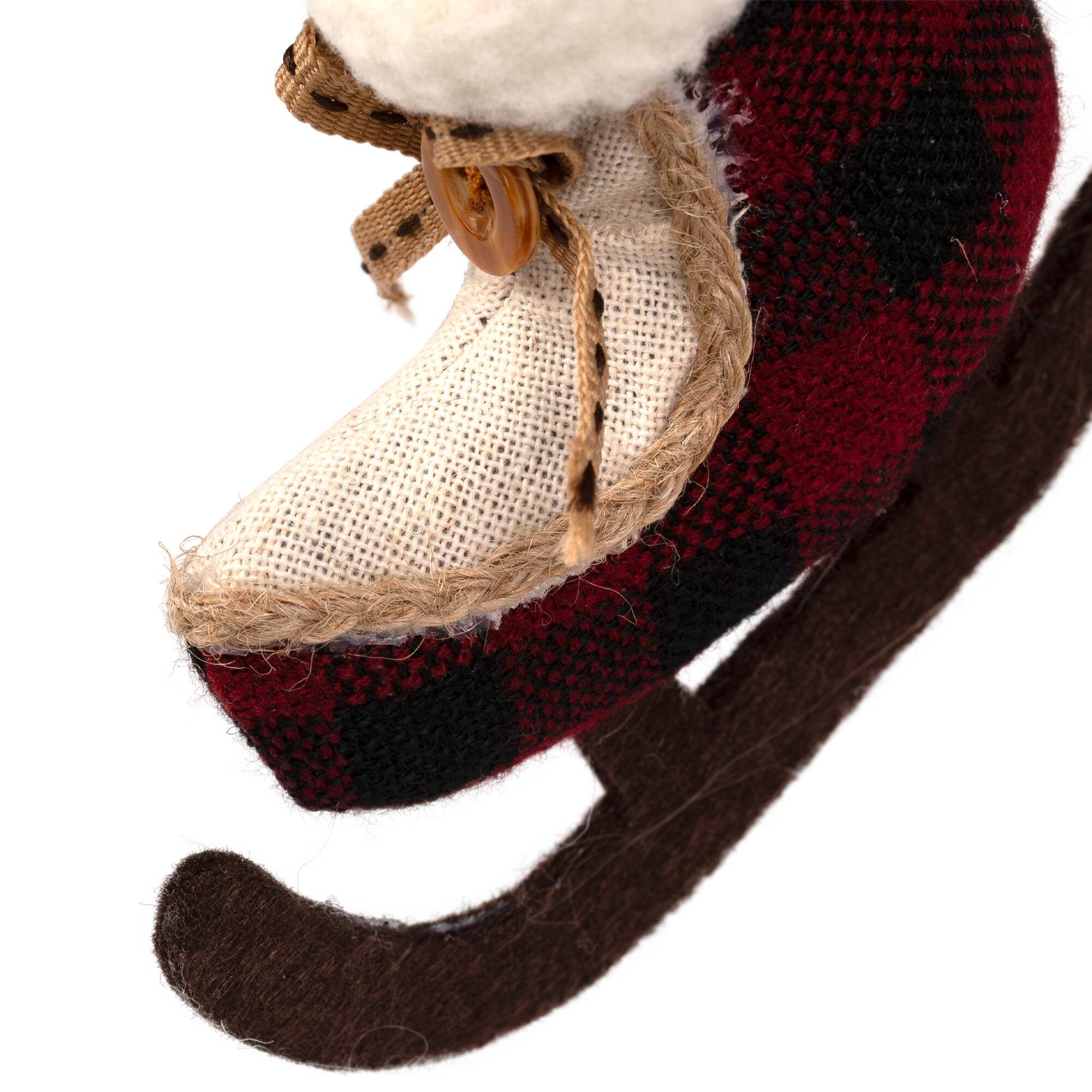 Buffalo Plaid Ice Skates Christmas Ornament - 4"