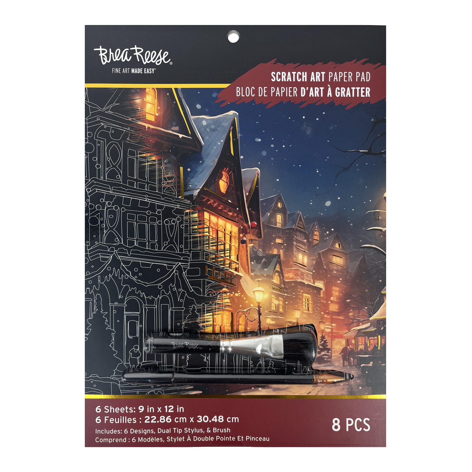 Brea Reese&#x2122; 9&#x22; x 12&#x22; Moonlight Christmas Scratch Art Paper Pad
