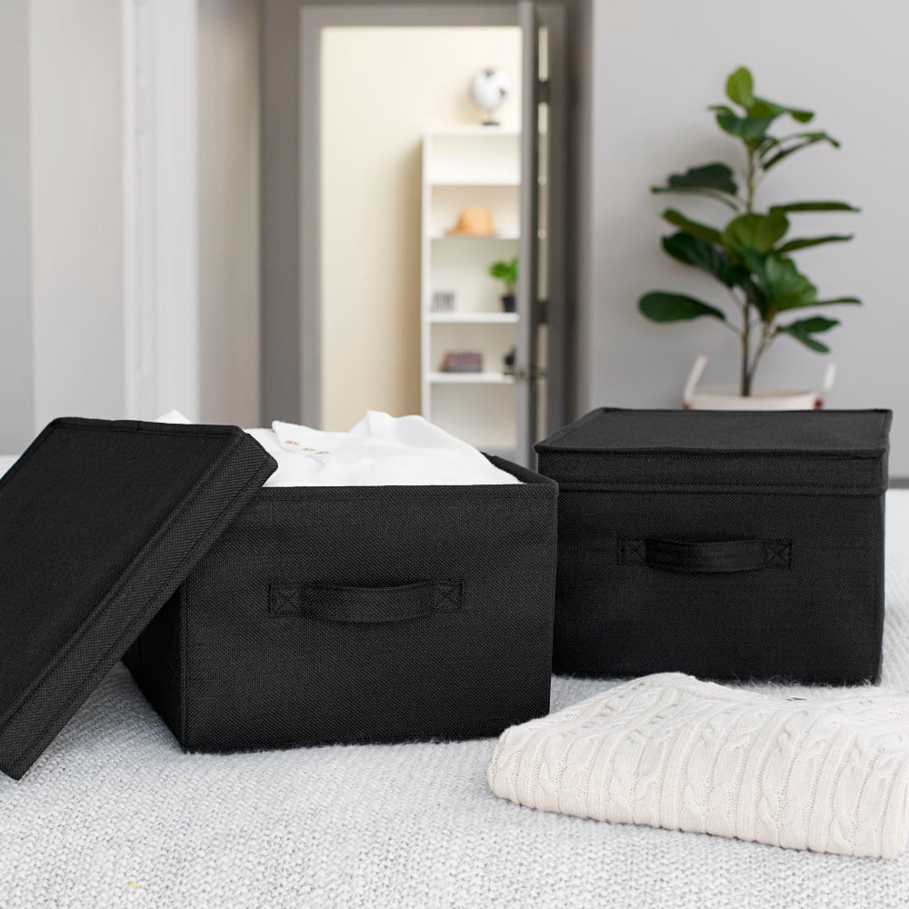 Household Essentials Fabric Storage Bin with Lid, 2ct.