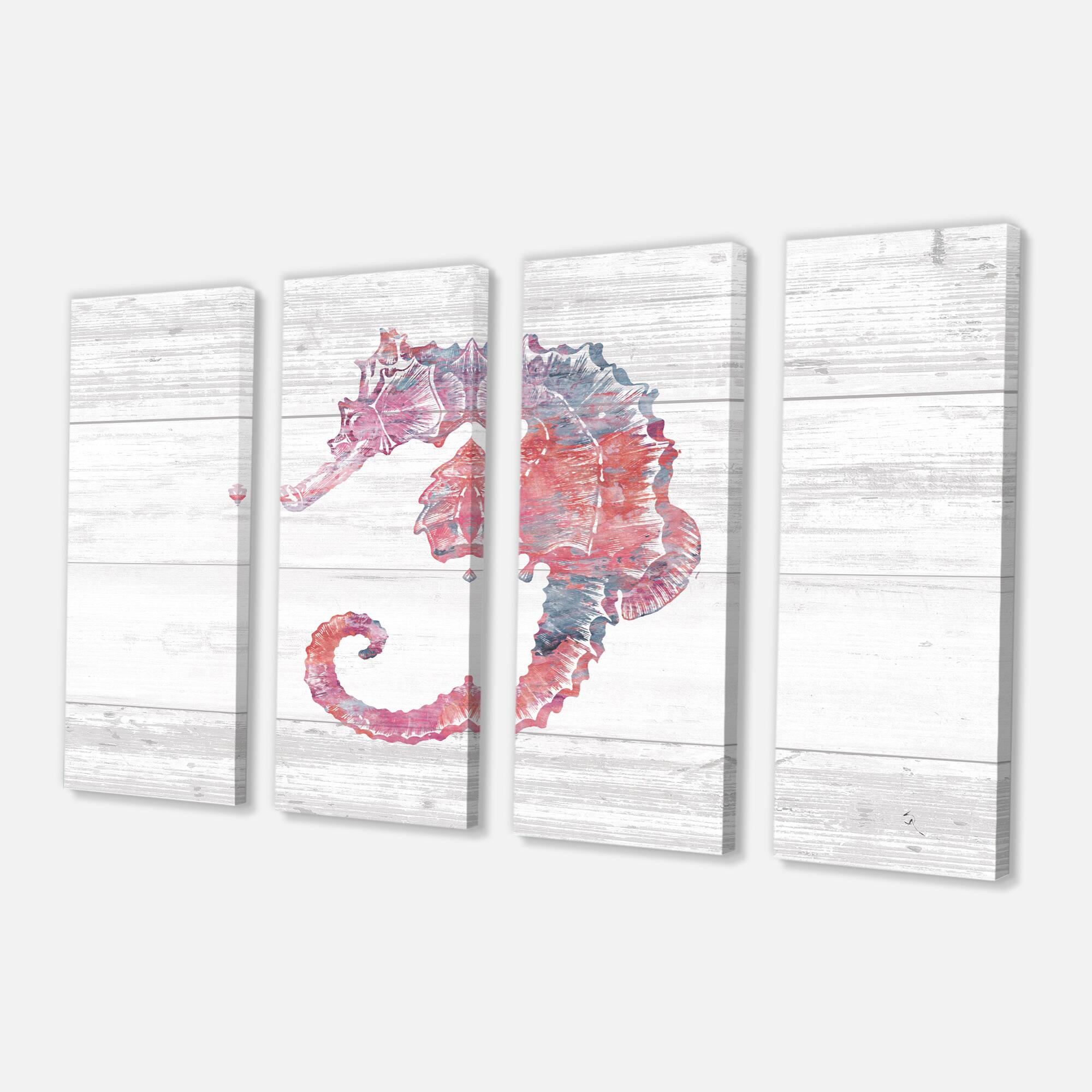 Designart - Pink seahorses Ocean Life