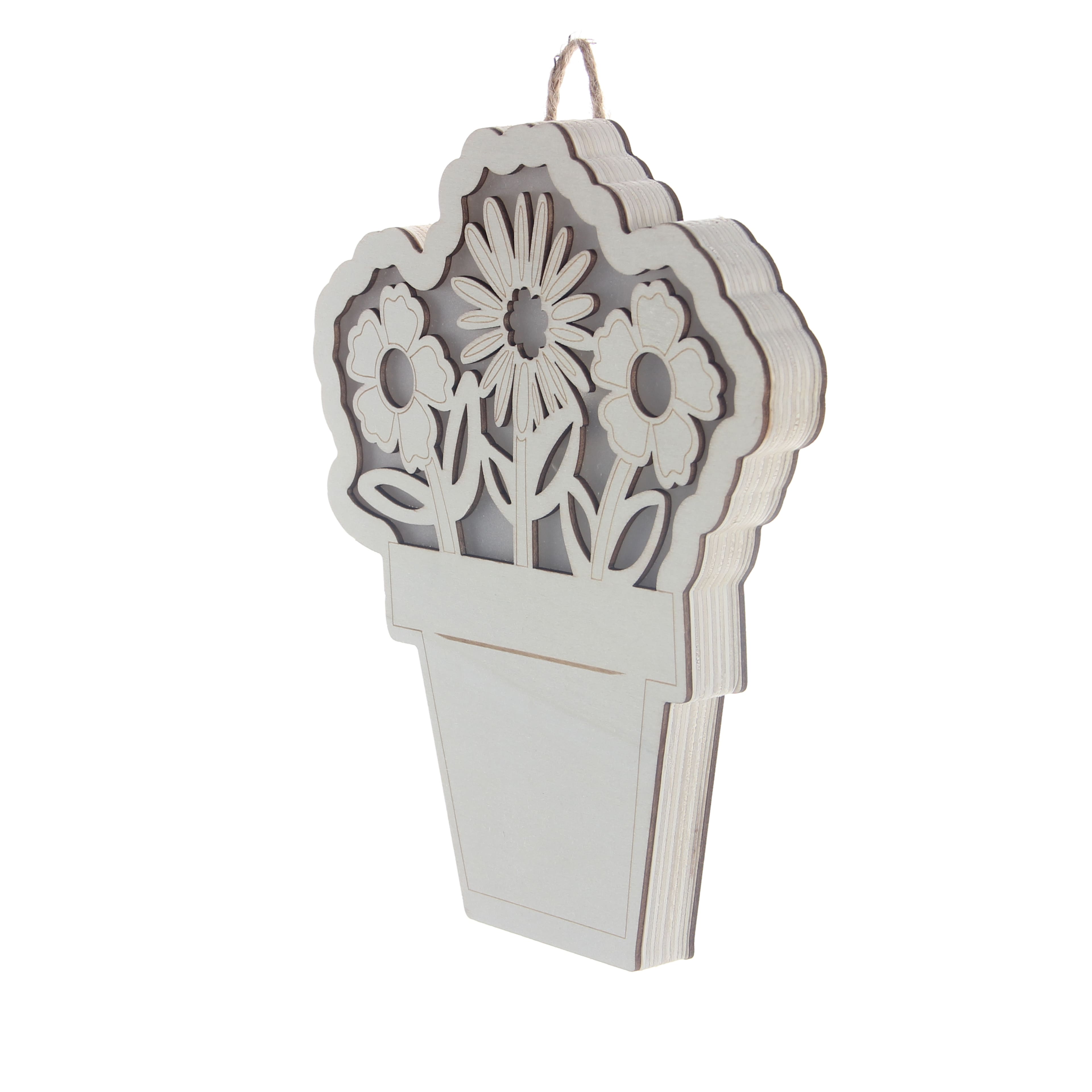 Pot de fleurs d&#xE9;coratif en contreplaqu&#xE9; de 25,4 cm avec DEL &#xE0; d&#xE9;corer soi-m&#xEA;me de Make Market
