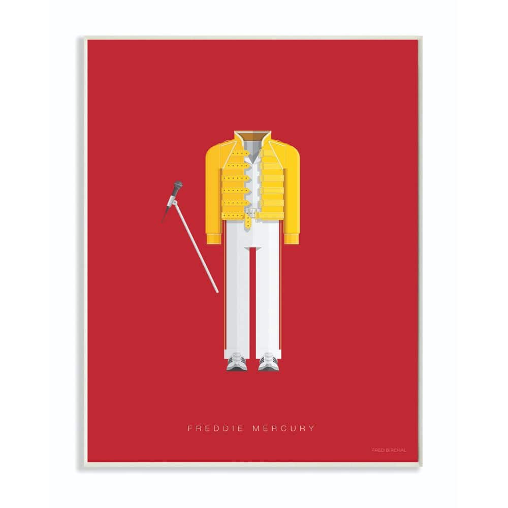 Stupell Industries Freddie Mercury Yellow Jacket Wooden Wall Plaque
