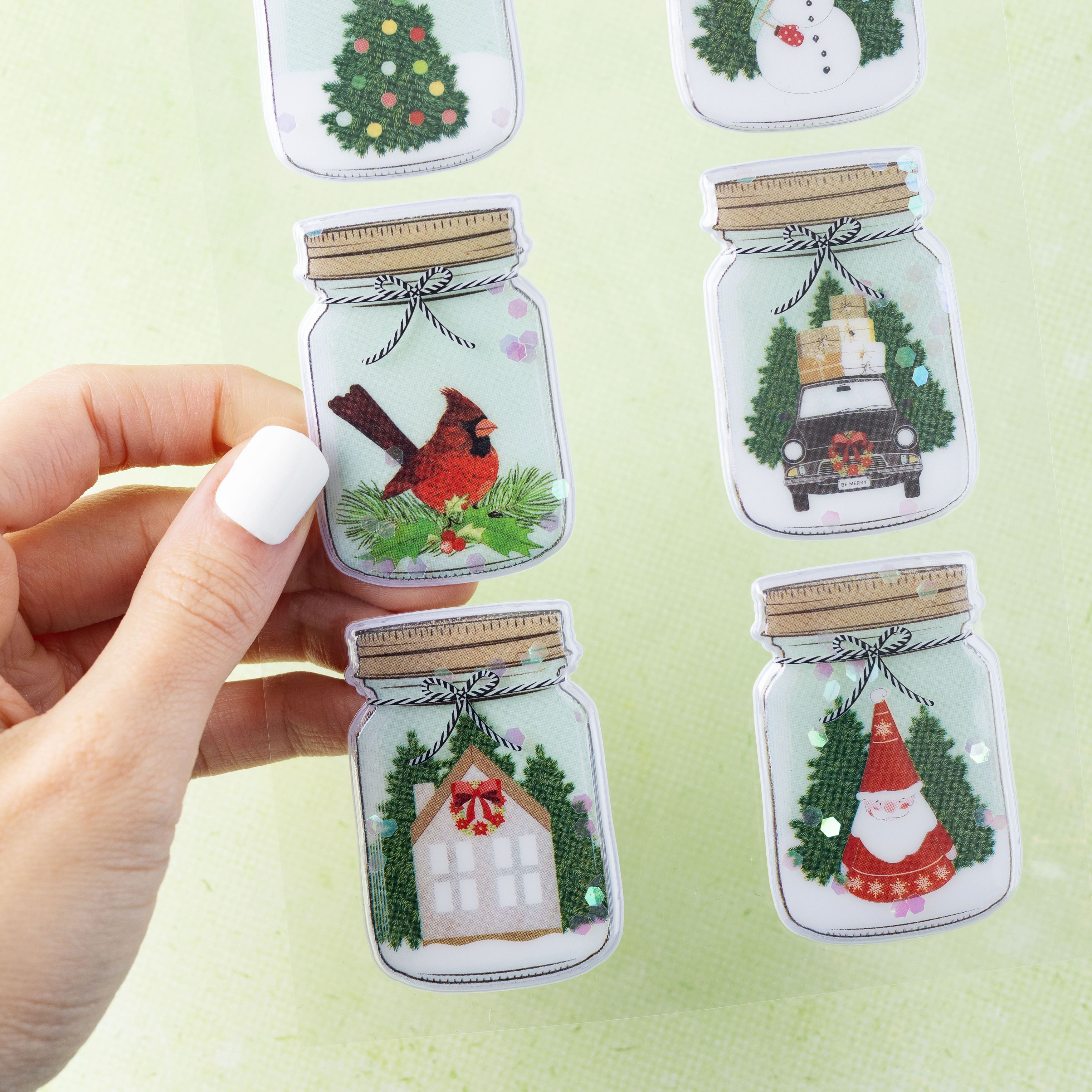 Vicki Boutin Evergreen &#x26; Holly Mason Jar Shaker Stickers