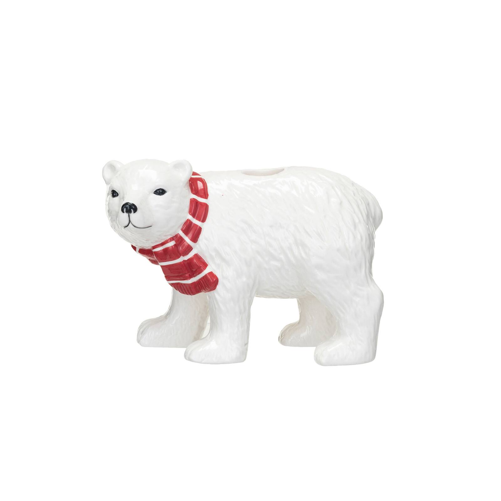 Hello Honey&#xAE; 4.5&#x22; Polar Bear Stoneware Taper Candle Holder