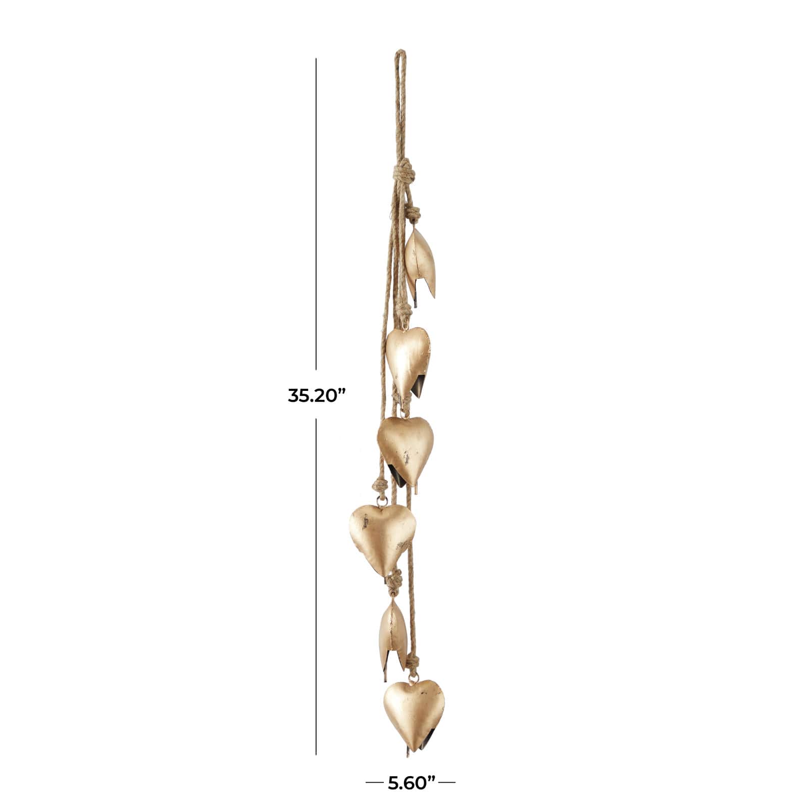 Gold Metal Bohemian Decorative Cow Bell, 6" x 2" x 35"