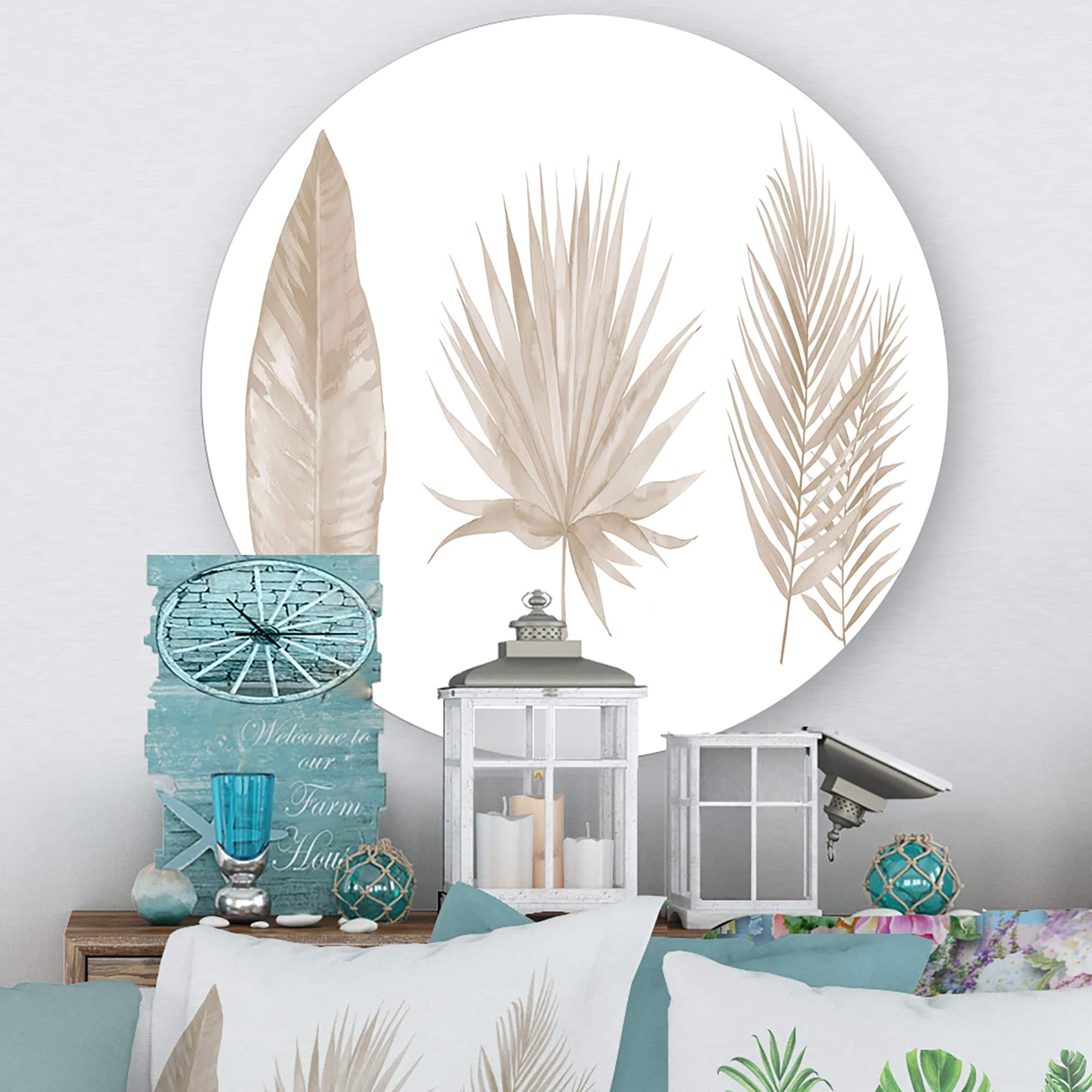 Designart - Tropical Beiges Leaves