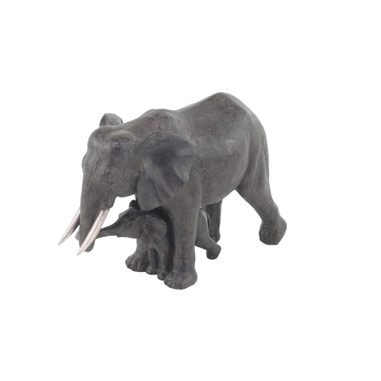 20" Dark Gray Eclectic Polystone Elephant Sculpture