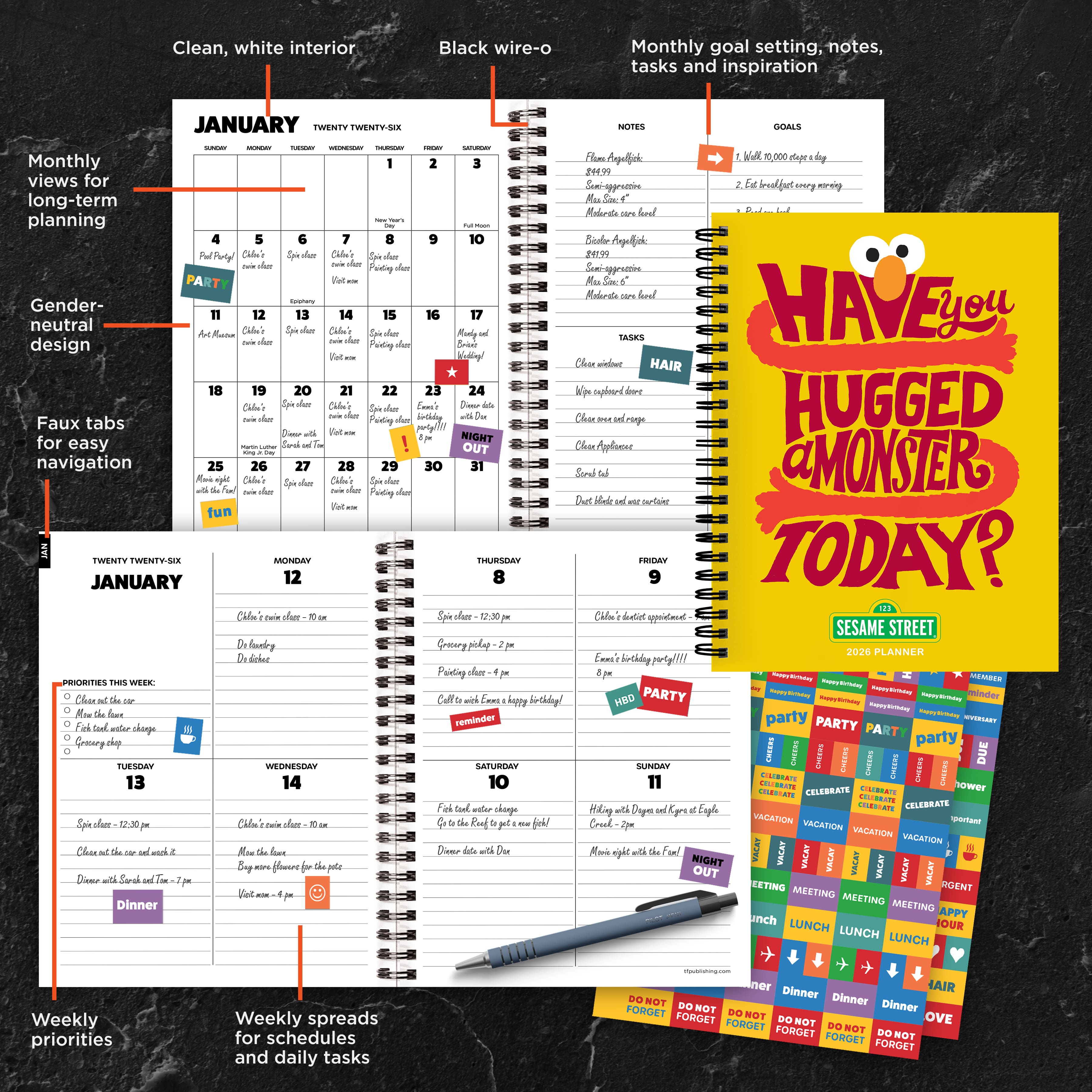 2026 Sesame Street Medium Weekly Monthly Planner