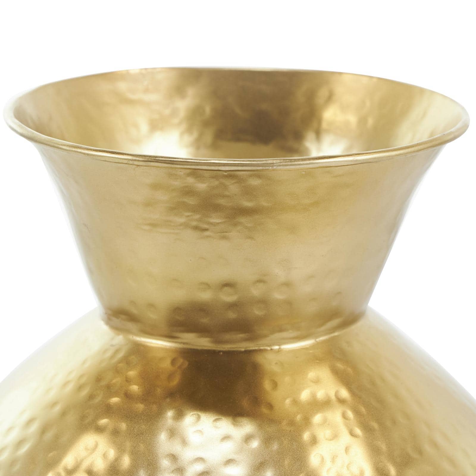 13&#x22; Gold Hammered Texture Metal Vase