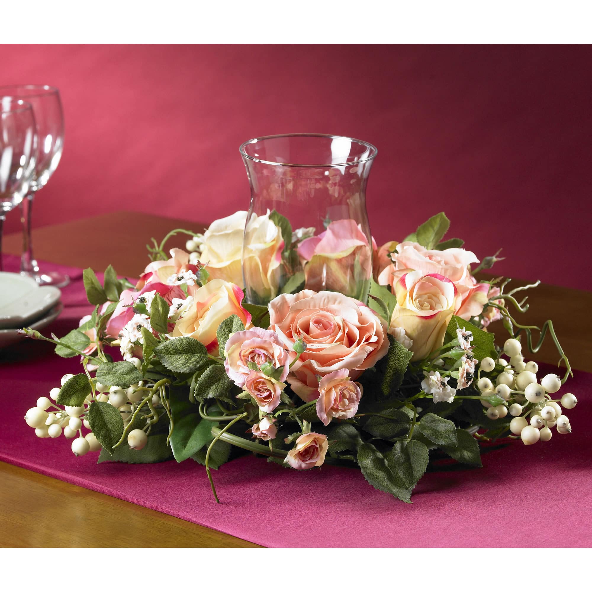 8.5&#x22; Rose Candelabrum Silk Flower Arrangement