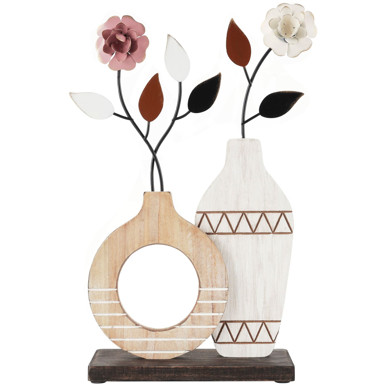 Floral Patterned Vase Sculpture Set