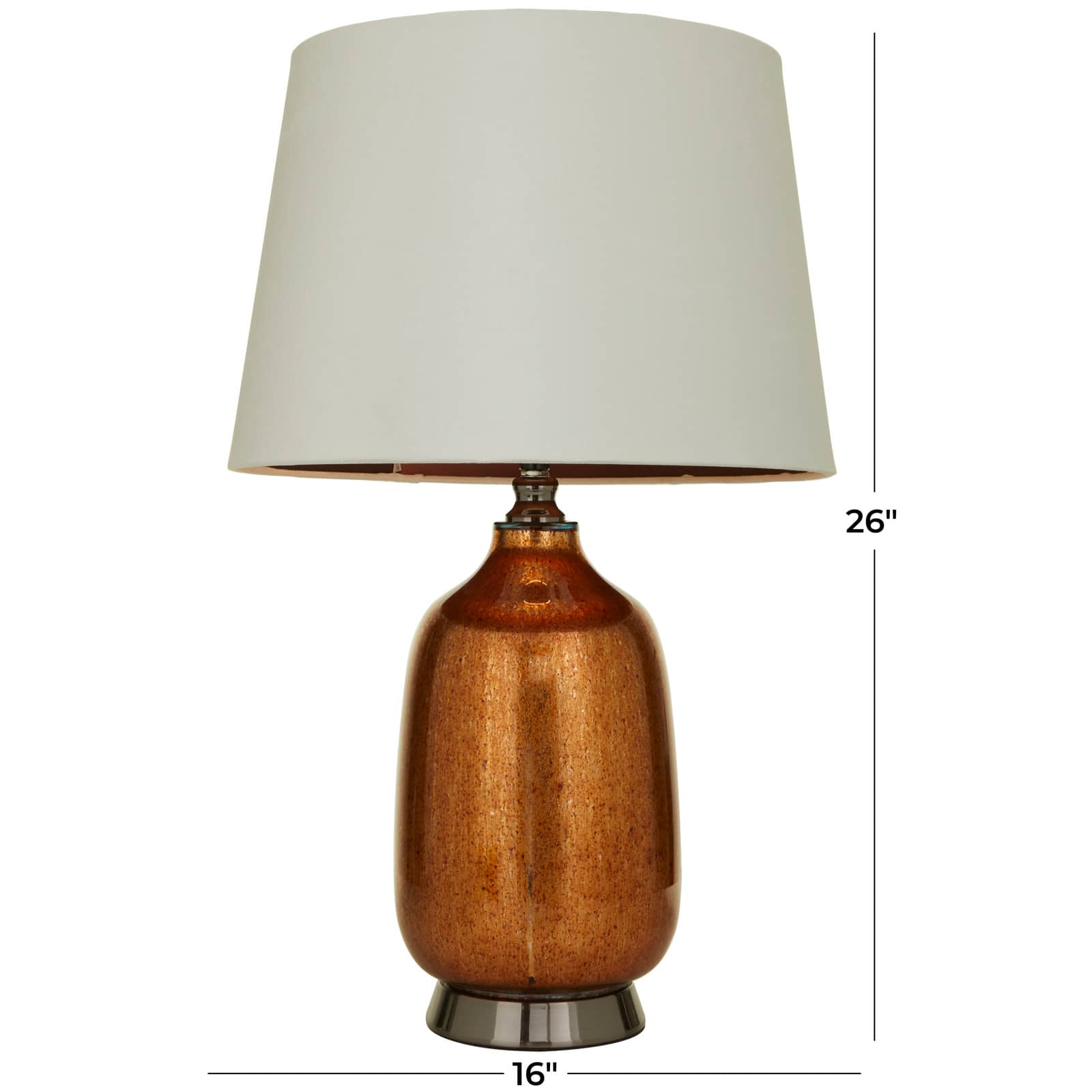 Copper Glass Gourd Style Base Table Lamp with Tapered Shade 16&#x22; x 16&#x22; x 26&#x22;