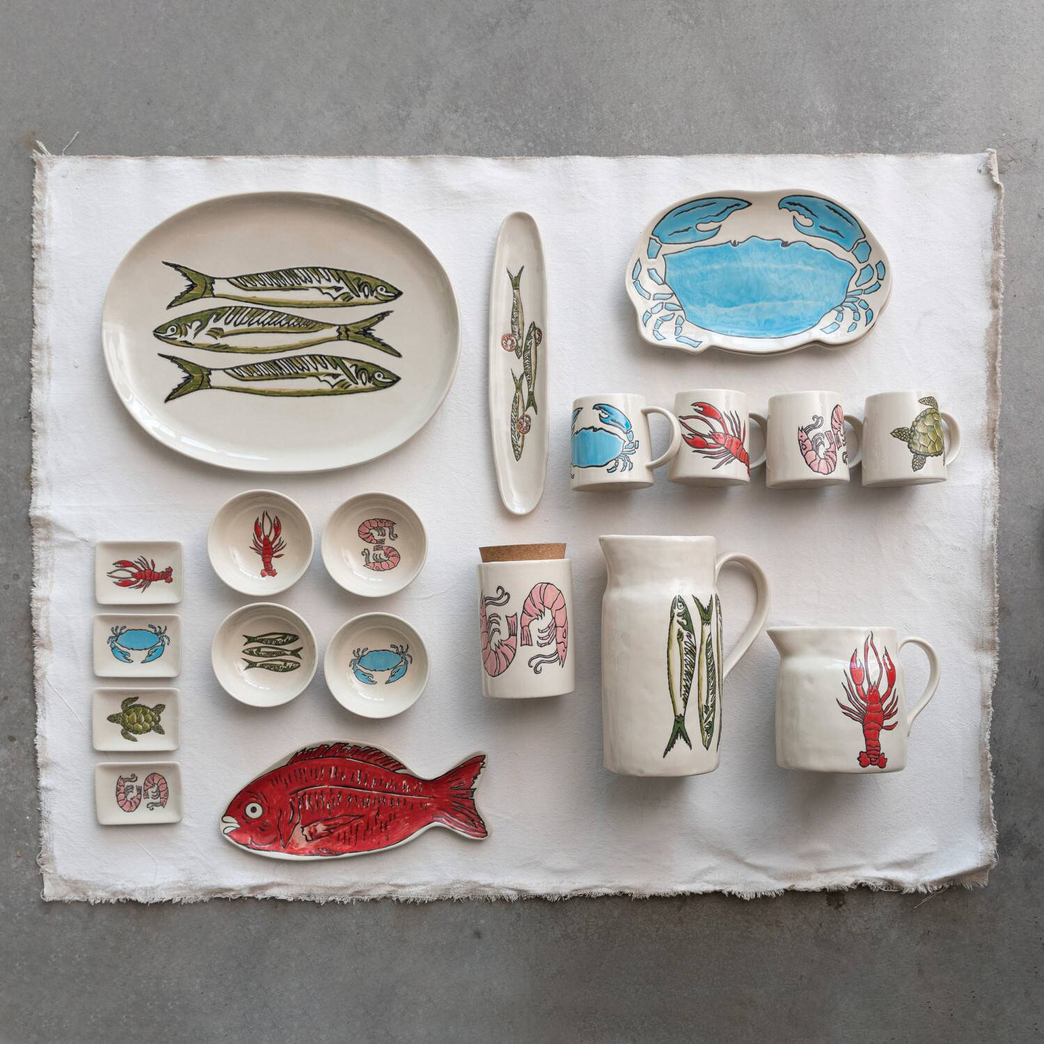 Hello Honey&#xAE; 12.5&#x22; Red Stoneware Fish Shaped Plate with Wax Relief Illustration