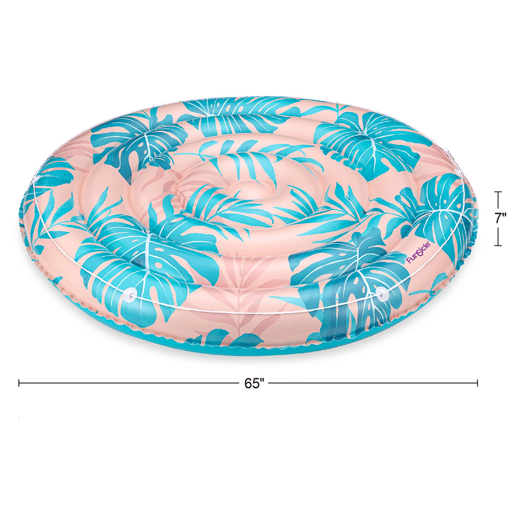 Funsicle 65" Round Pink & Blue Palm Island Float Round Inflatable Pool & Water Lounge