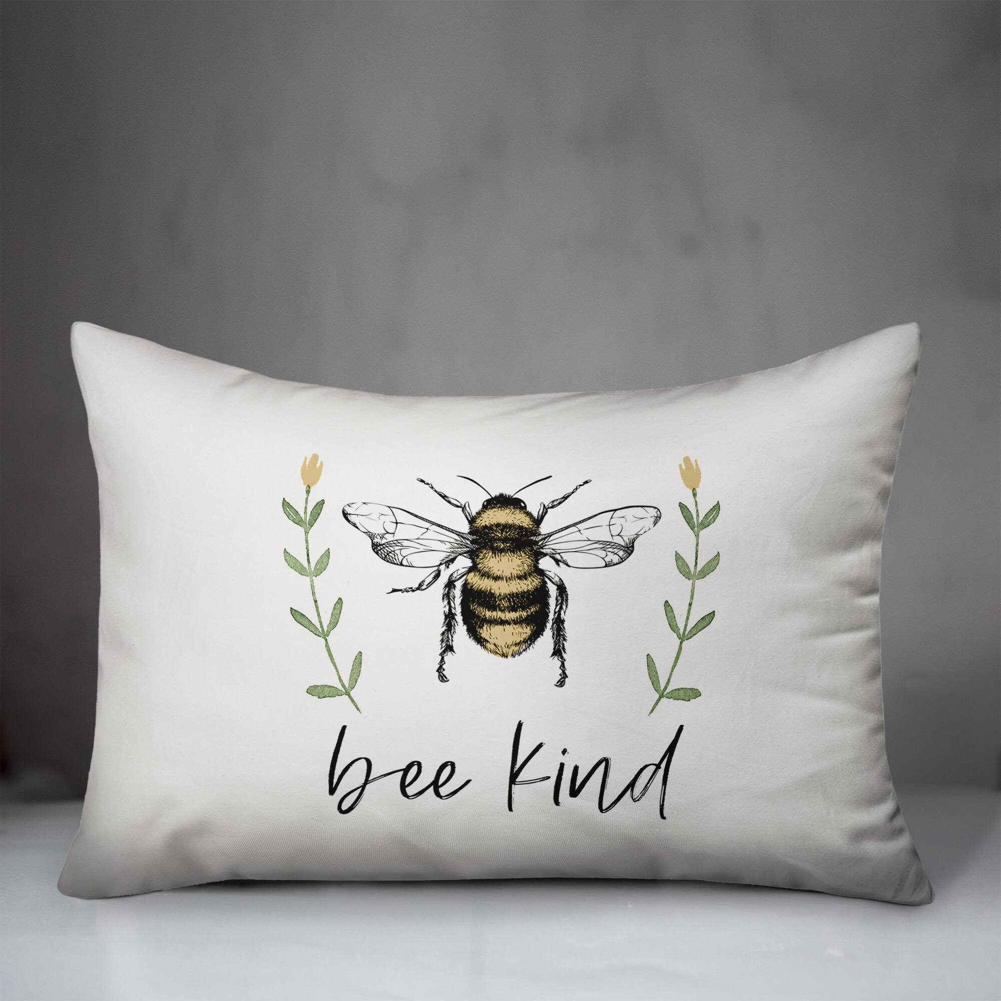 Bee Kind Flowers 14&#x22; x 20&#x22; Throw Pillow