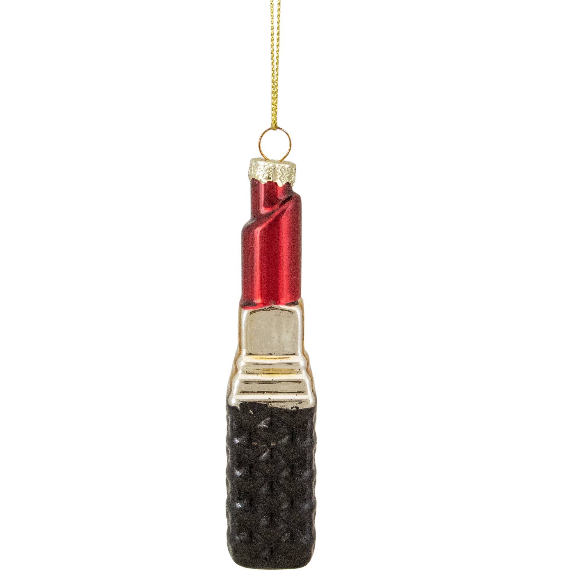 4.5&#x22; Red Lipstick Glass Christmas Ornament