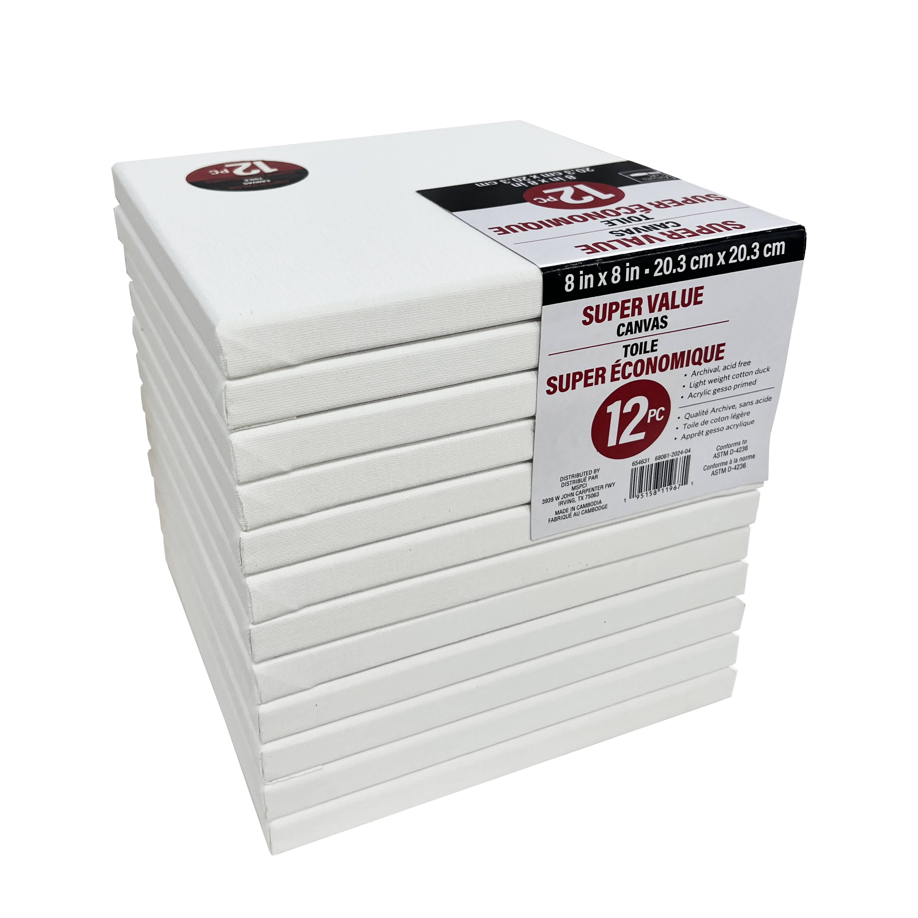12 Pack 8" x 8" Super Value Canvas by Artist's Loft®