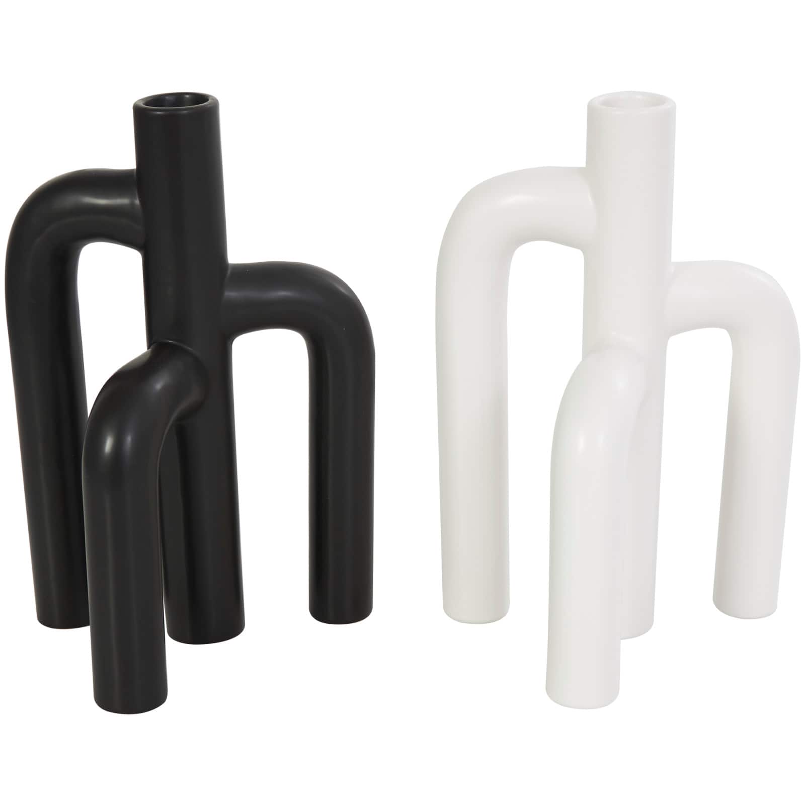 CosmoLiving by Cosmopolitan 10" Black & White Ceramic Abstract 3-Arch Vase Set