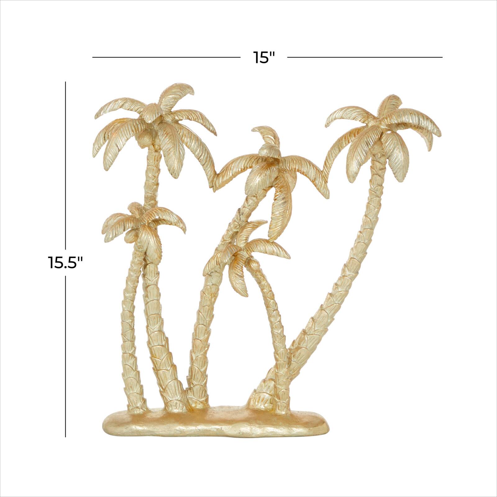 16&#x22; Gold Coastal Palm Tree Sculpture