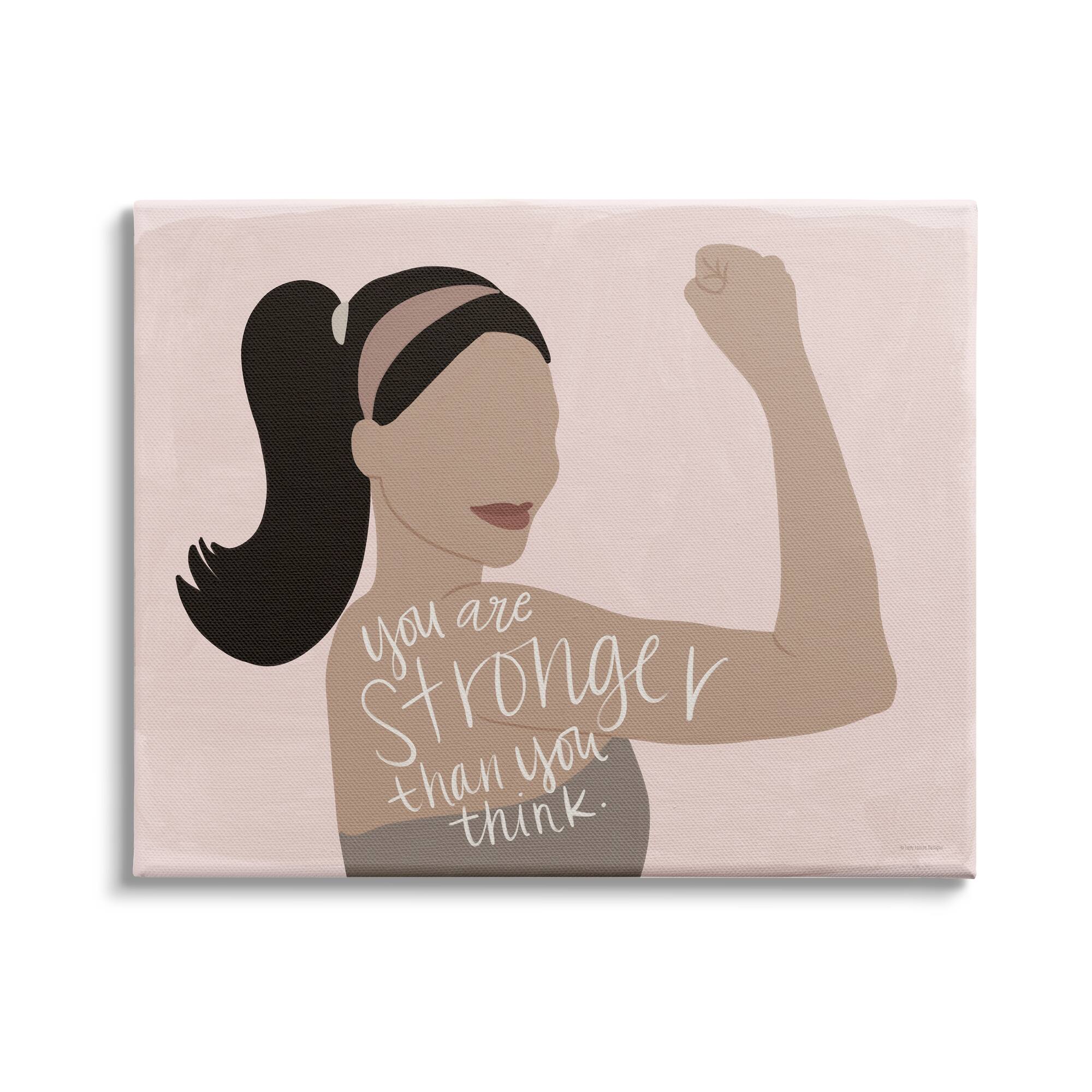 Stupell Industries You're Stronger Than You Think Phrase Motivational Woman Canvas Wall Art