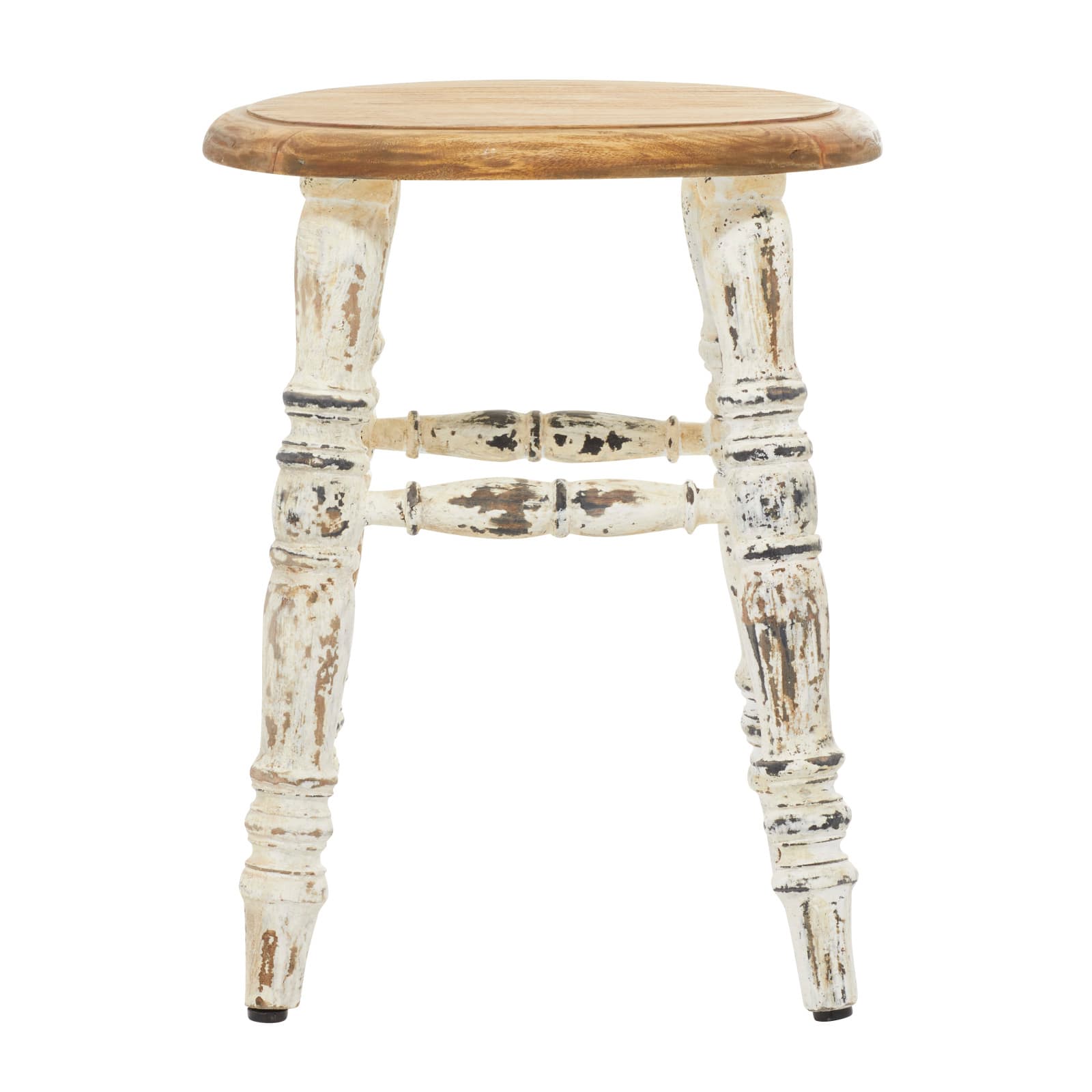 18&#x22; White Wood Farmhouse Stool