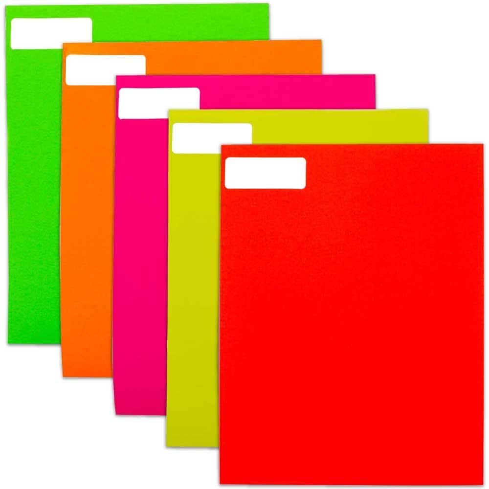 JAM Paper Assorted Bright Neon Fluorescent Mailing Address Labels, 5 Packs of 120