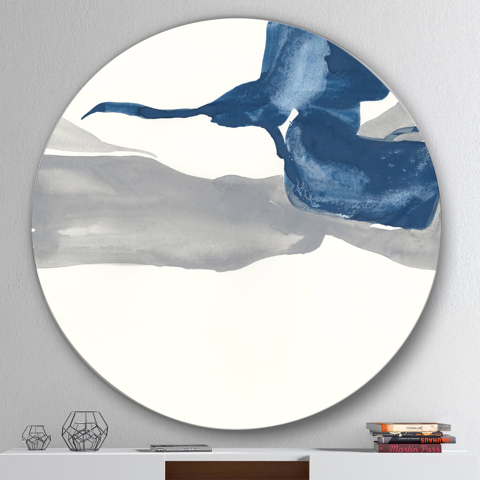 Designart - Gouache Sapphire on Gray IV