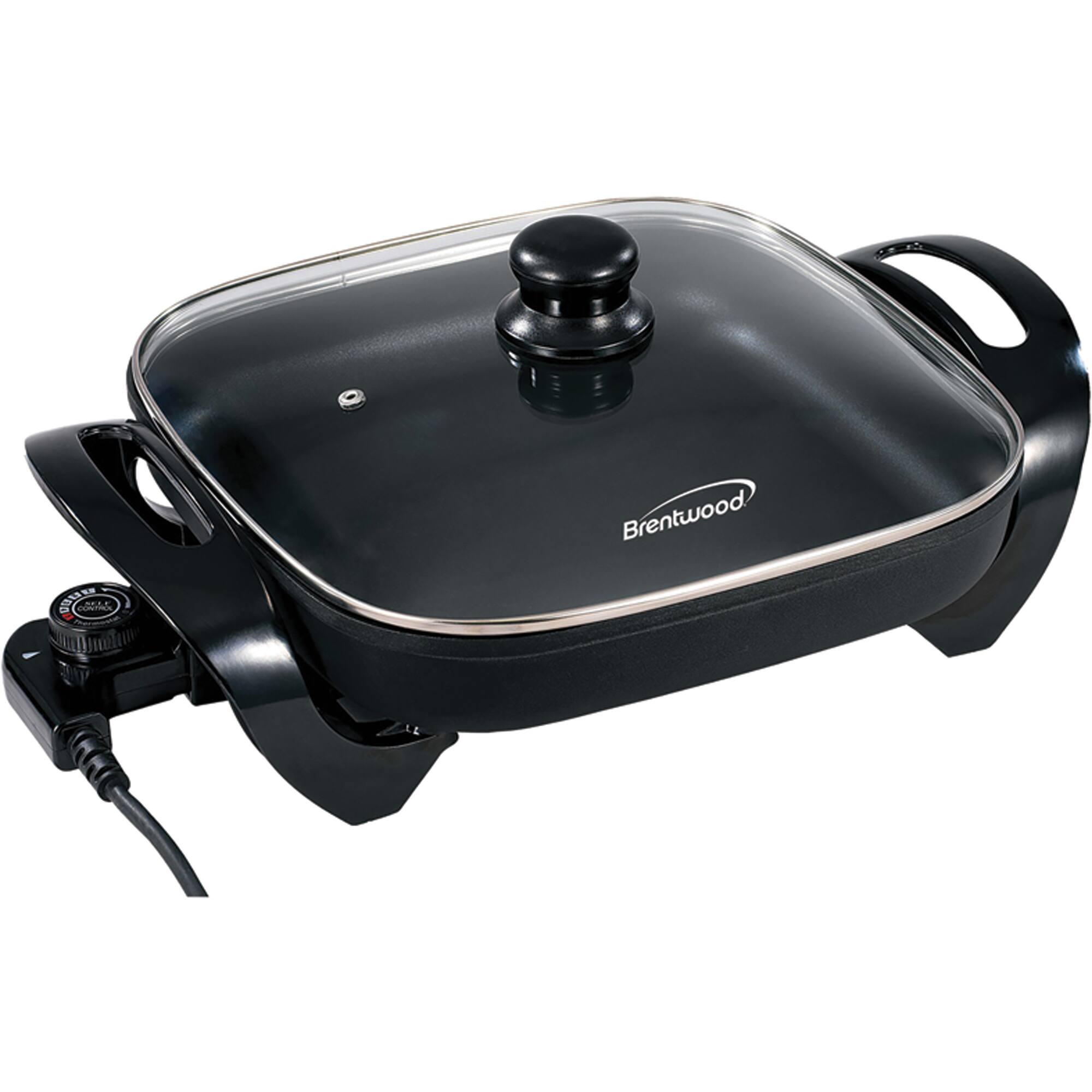 Brentwood 12" Black Nonstick Electric Skillet with Glass Lid