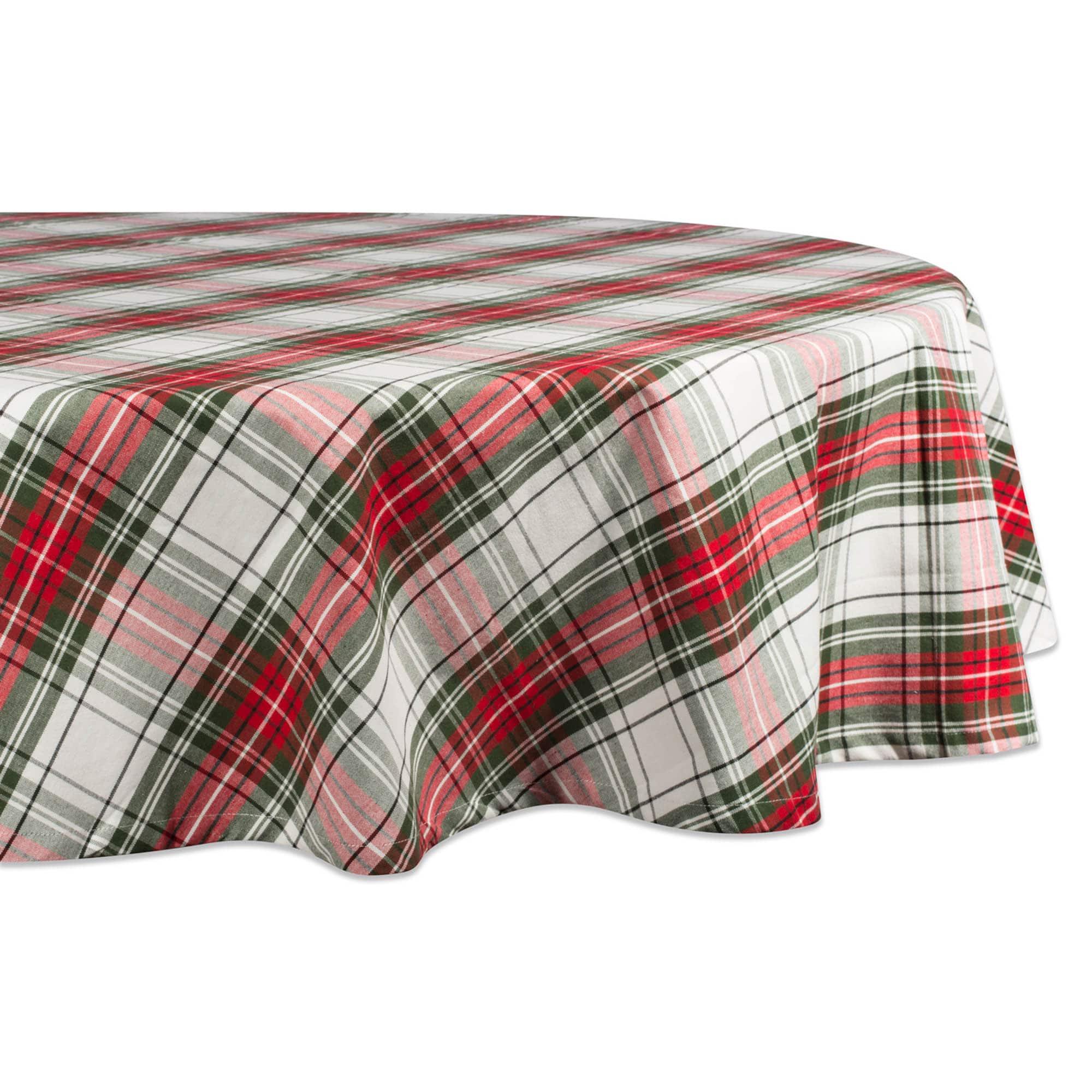 DII® 70" Round Christmas Plaid Tablecloth