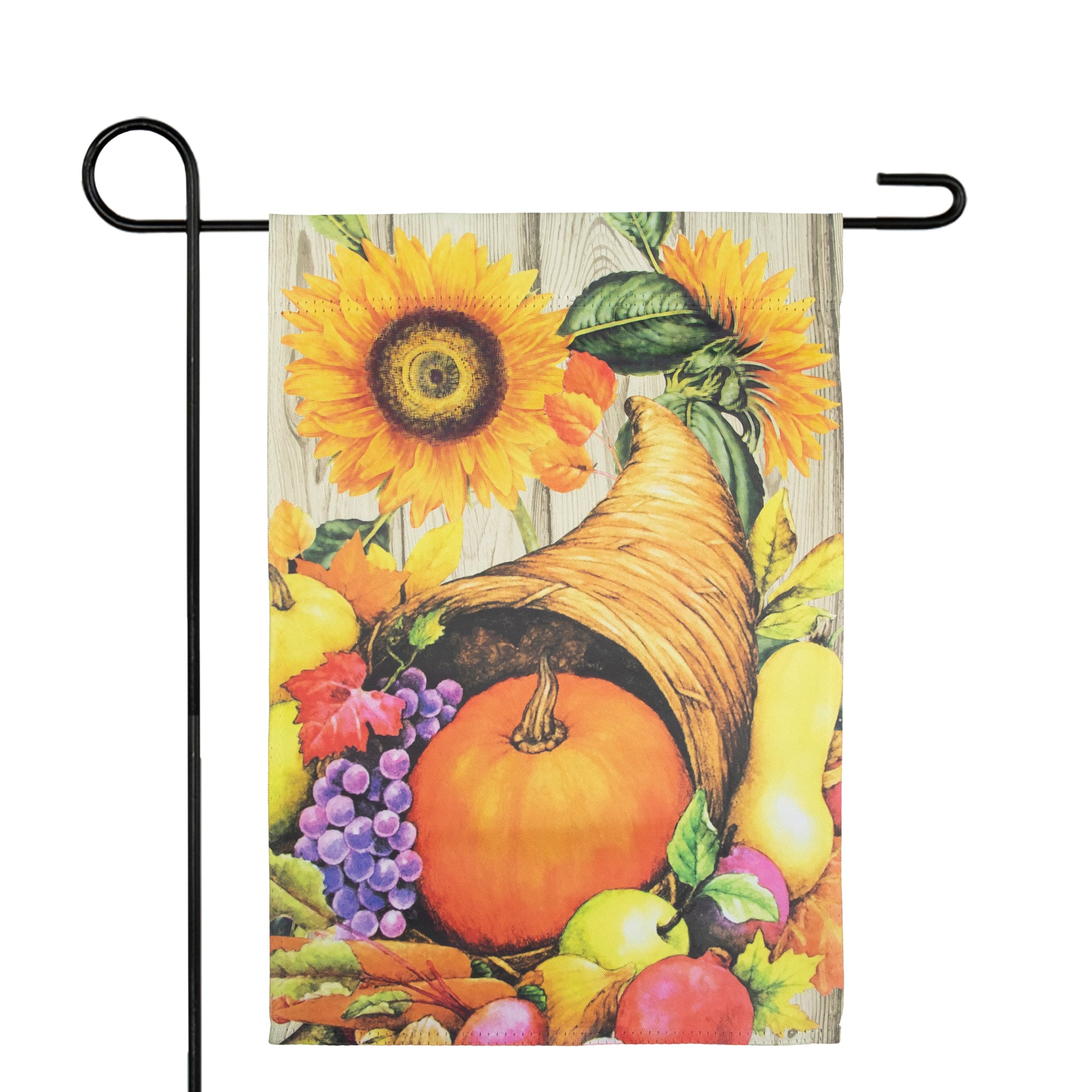 Small Cornucopia & Flowers Autumn Harvest Garden Flag