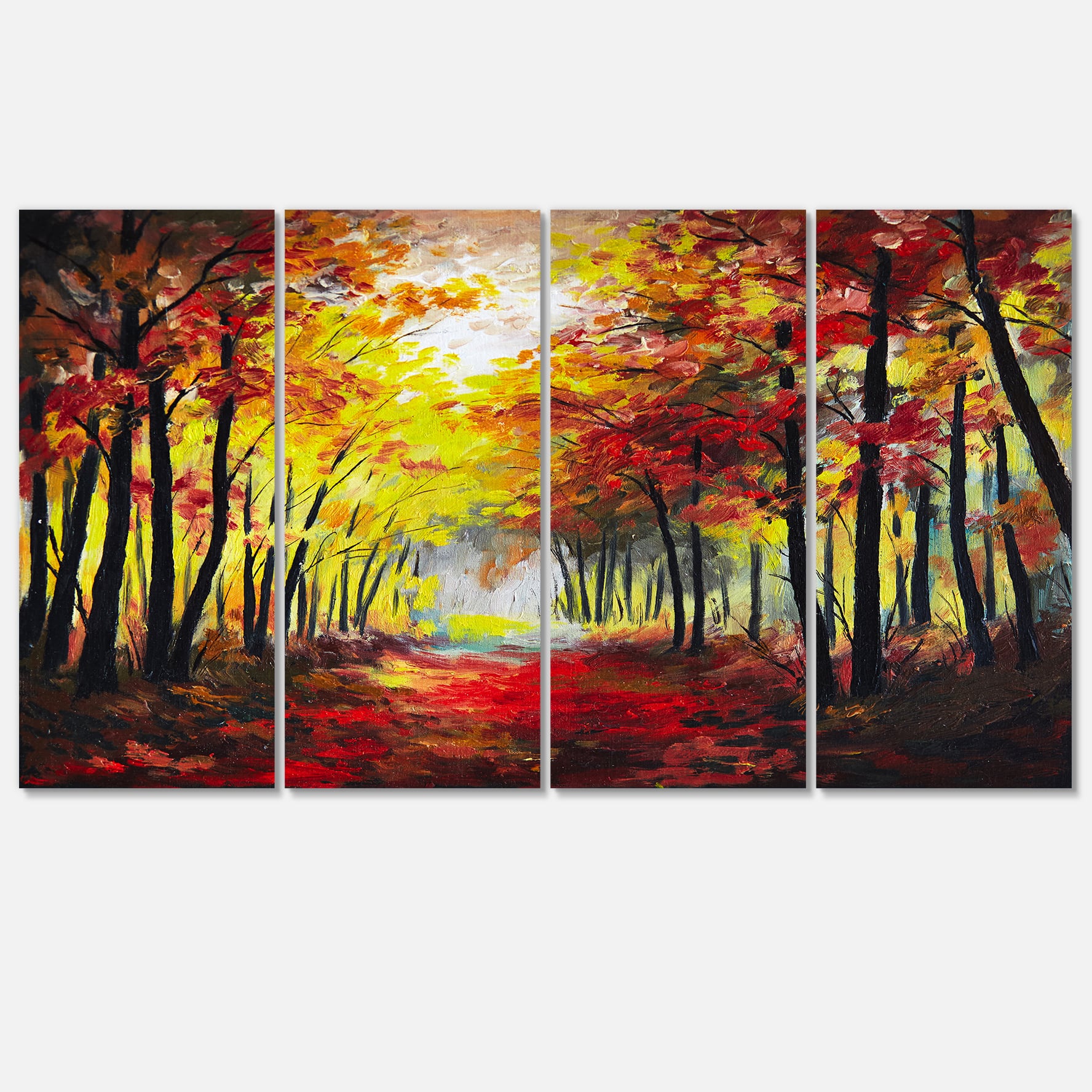 Designart - Walk Through Autumn Forest - Landscape Art Print Canvas