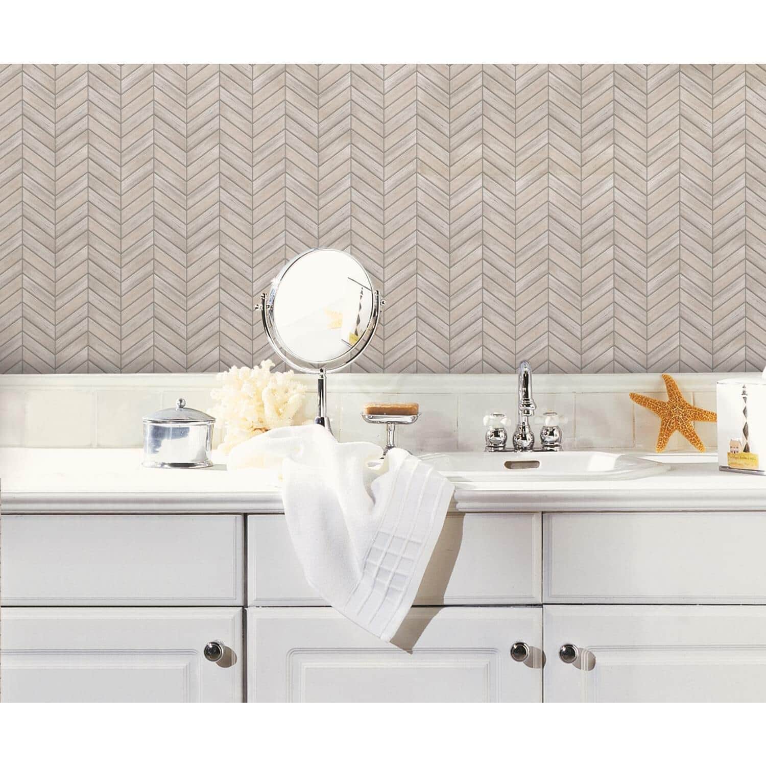 RoomMates Chevron Distressed Wood Backsplash StickTiles®