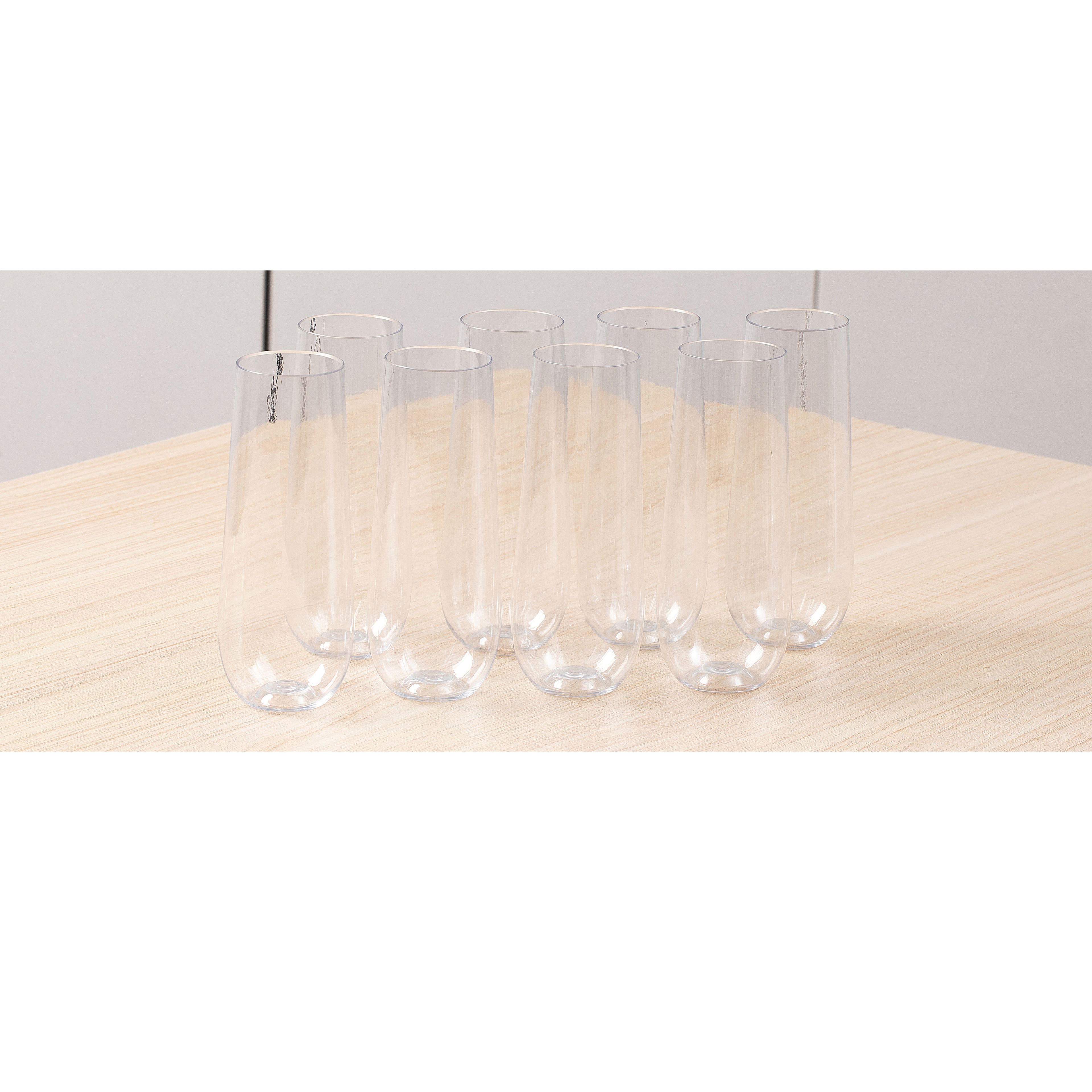 12 Packs: 8 ct. (96 total) 9oz. Clear Plastic Stemless Champagne Flutes by Celebrate It&#x2122;