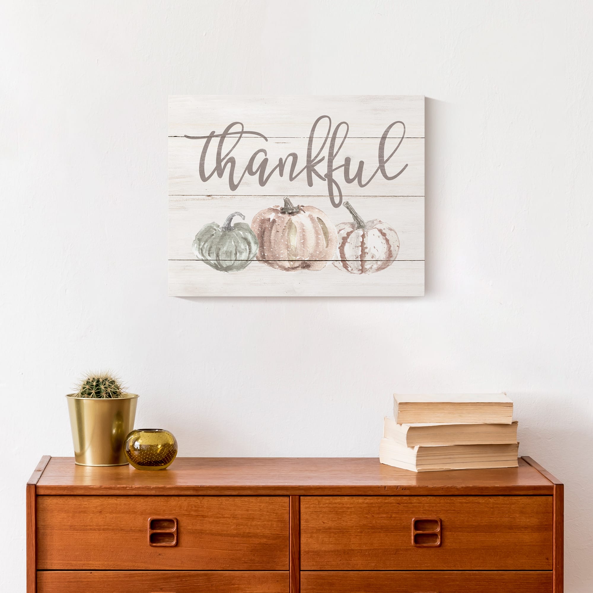 Thankful Fall Pumpkins Canvas Wall Art