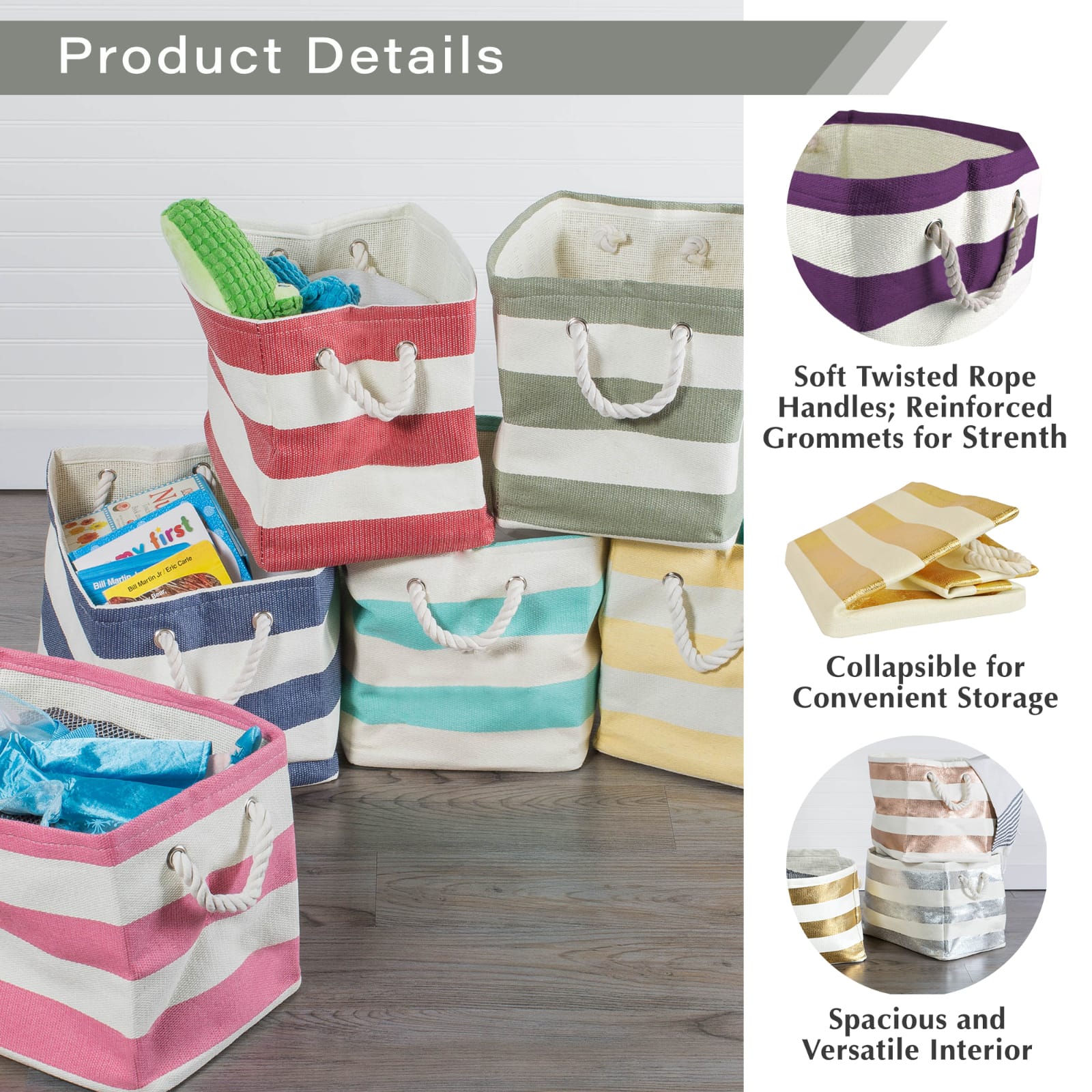 DII&#xAE; Small Rectangle Stripes Paper Bin