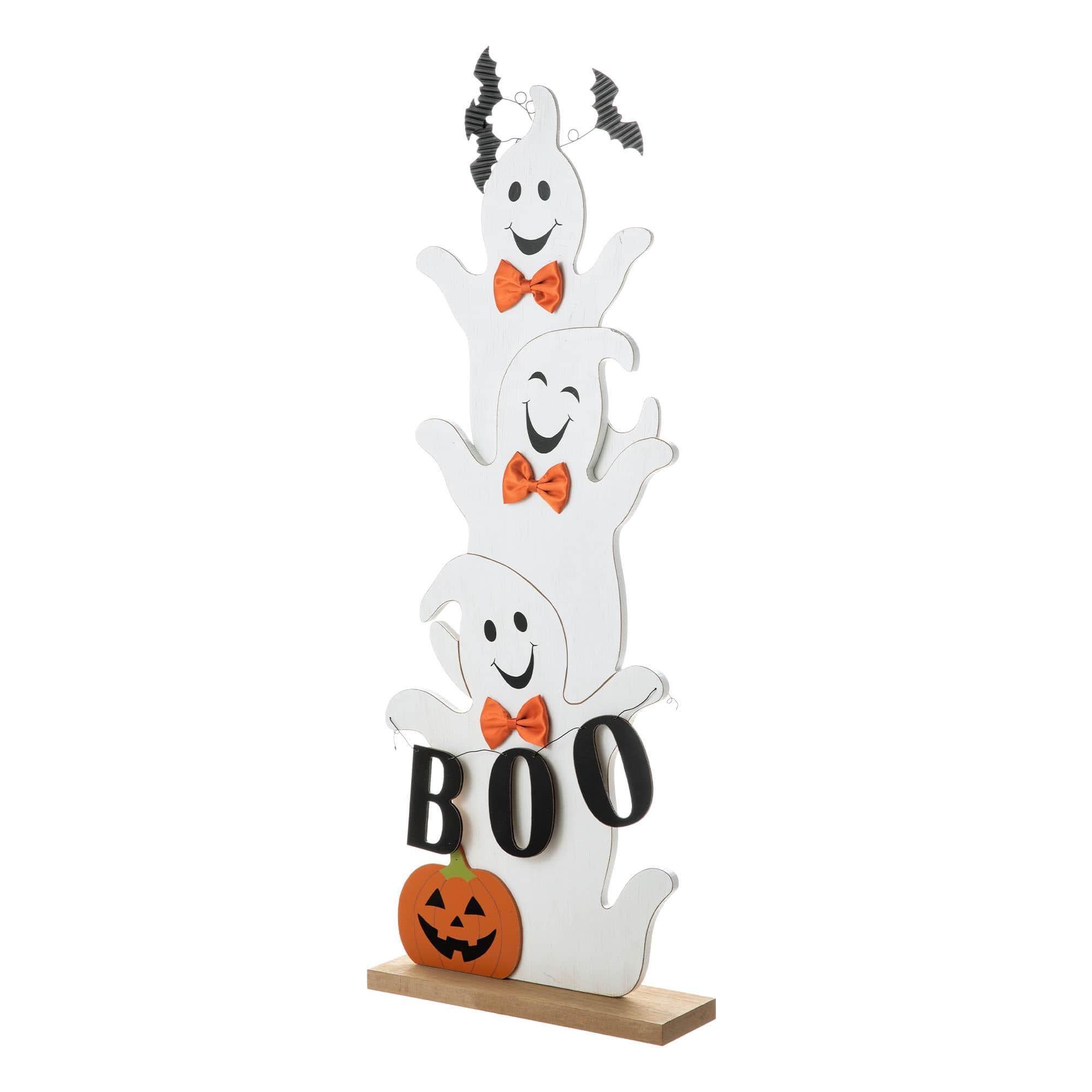 Glitzhome&#xAE; 37.5&#x22; Halloween Wooden Stacked Ghost Porch D&#xE9;cor