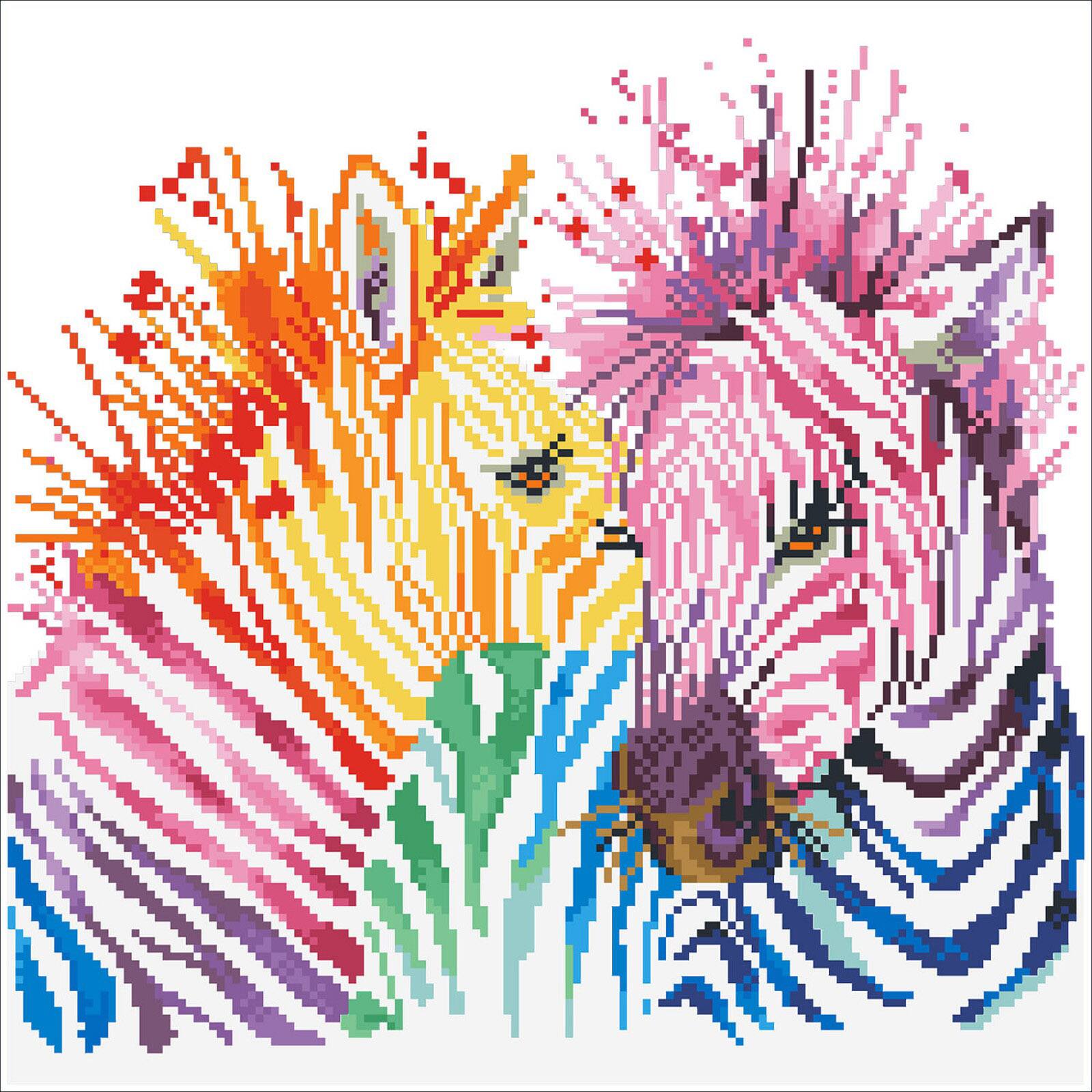 Diamond Dotz&#xAE; Intermediate Rainbow Zebras Diamond Painting Kit